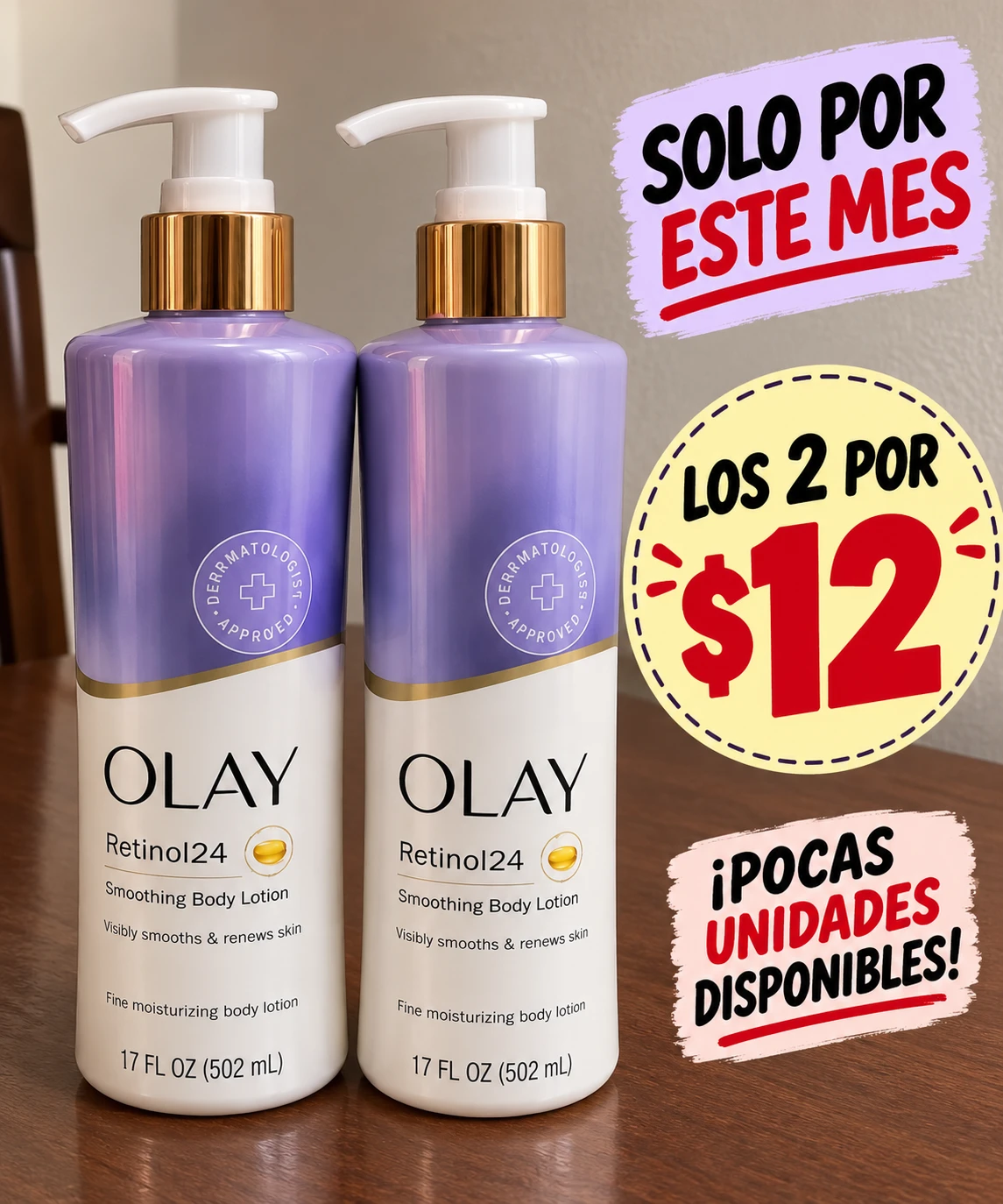 Two Olay Retinol24 Smoothing Body Lotions