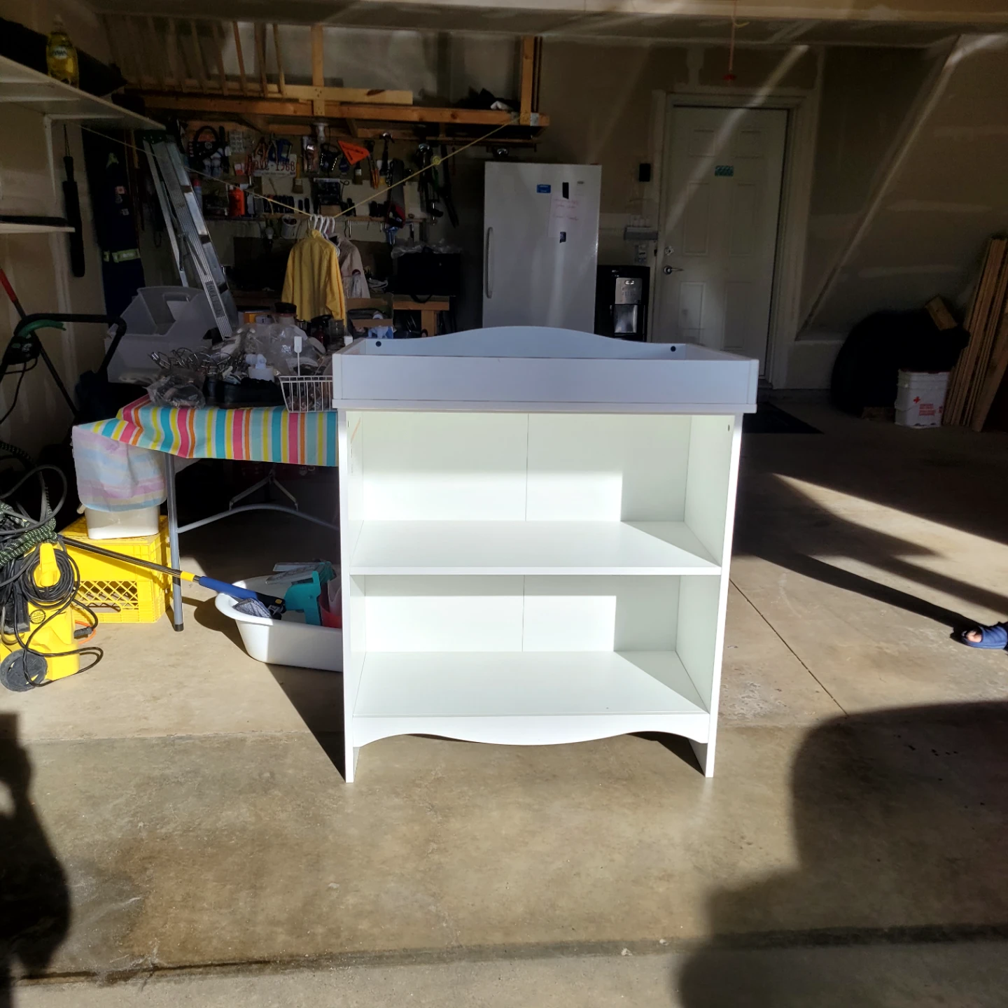 White Baby Changing Table with Storage Shelves