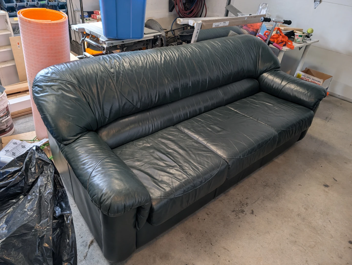 Dark Green Leather Sofa