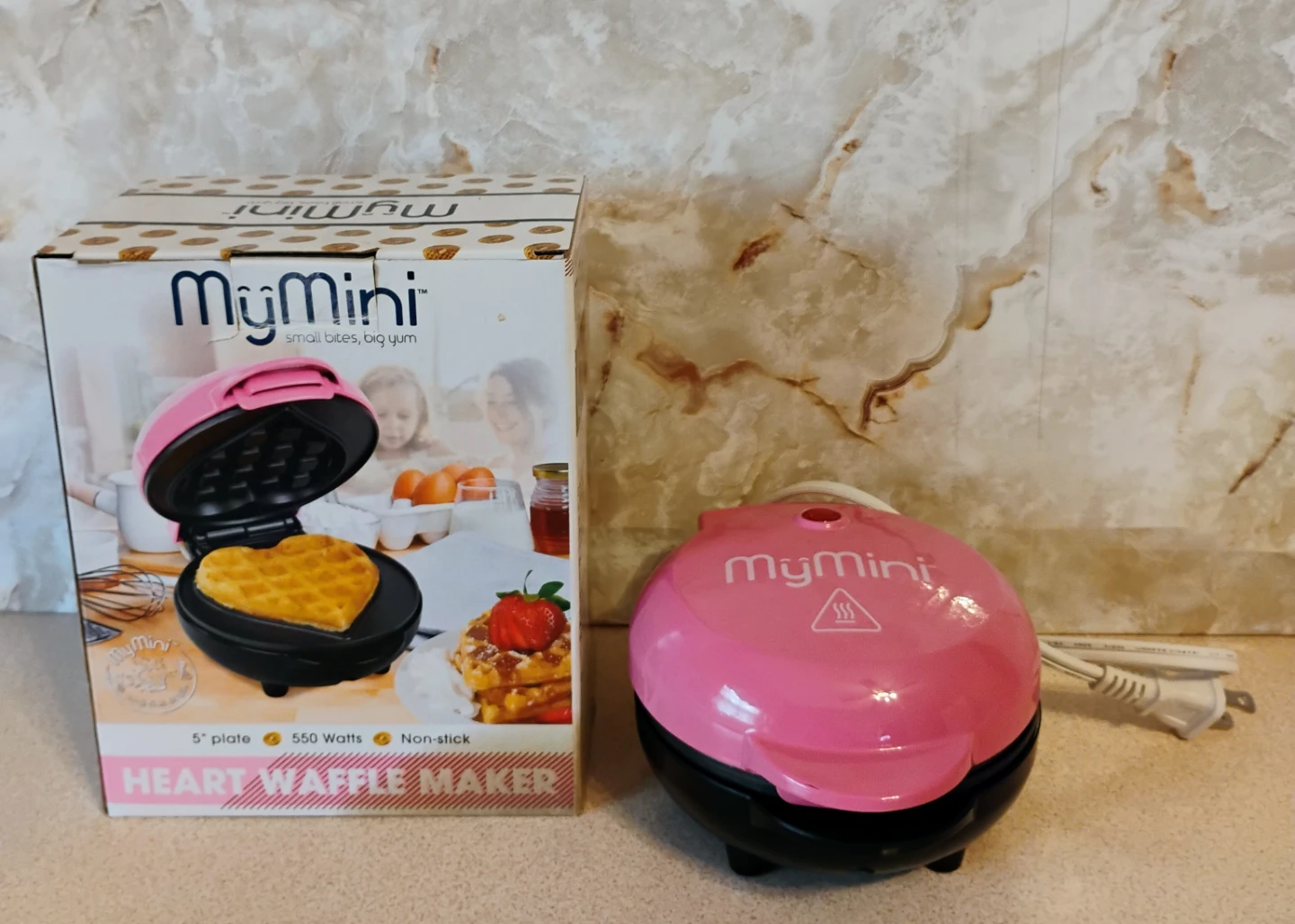 “MY MINI” PINK HEART-SHAPPED WAFFLE MAKER