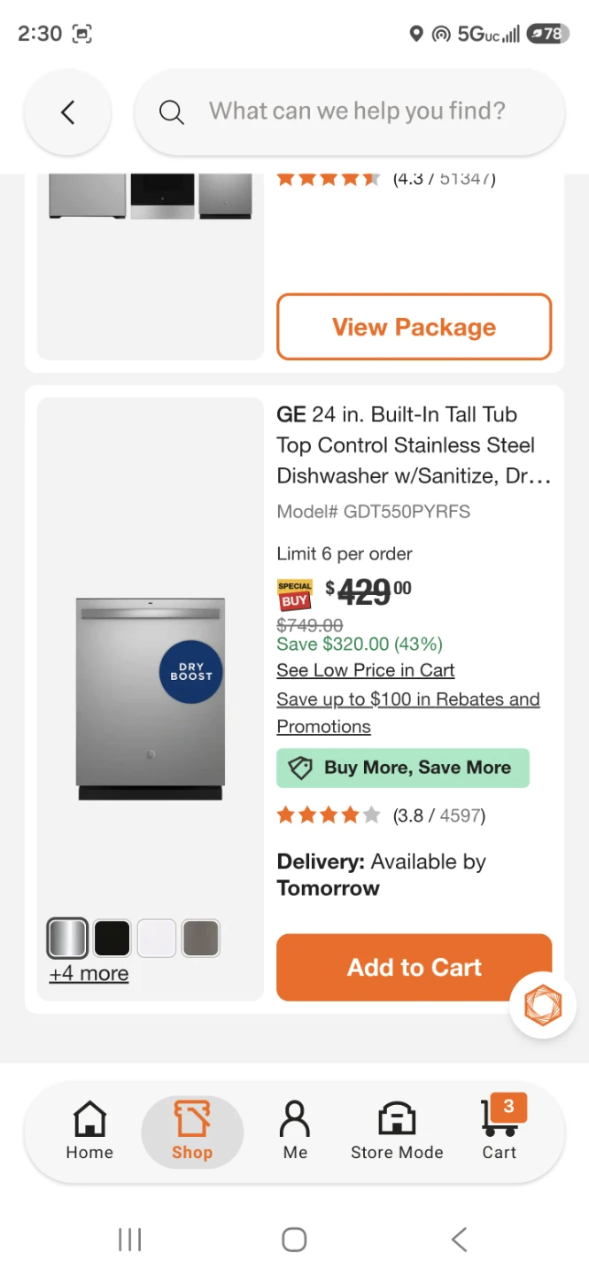 New GE 24 inch Built-In Tall Tub Dishwasher GDT550PYRFS