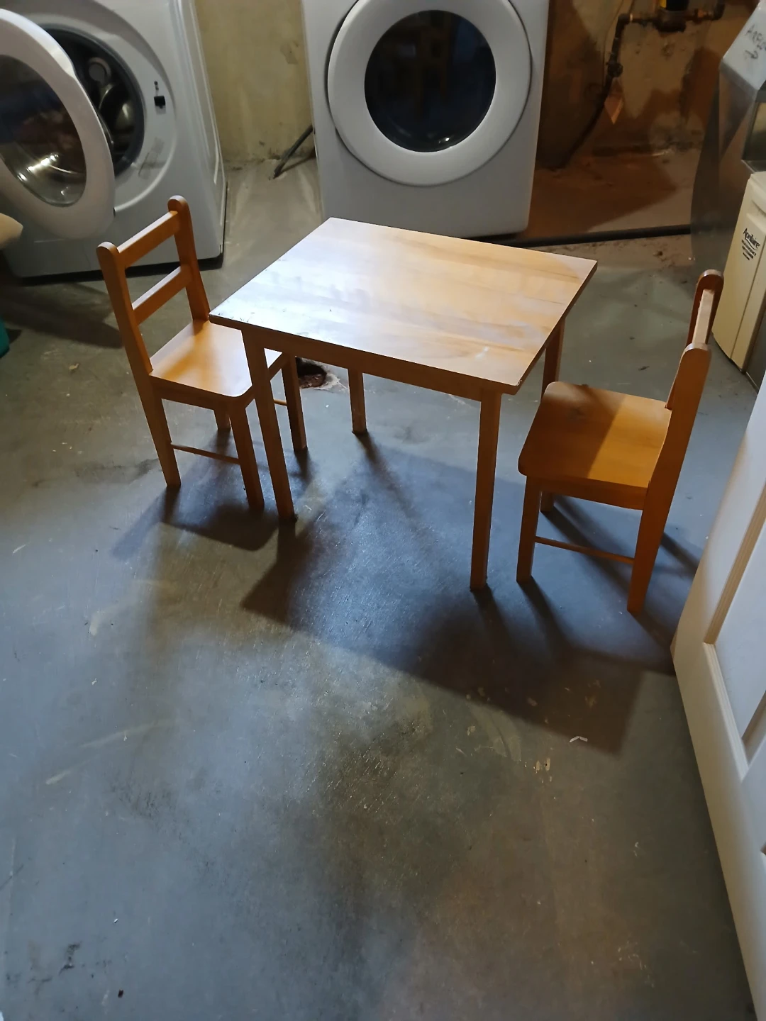 Children's Wooden Table and Two Chairs Set