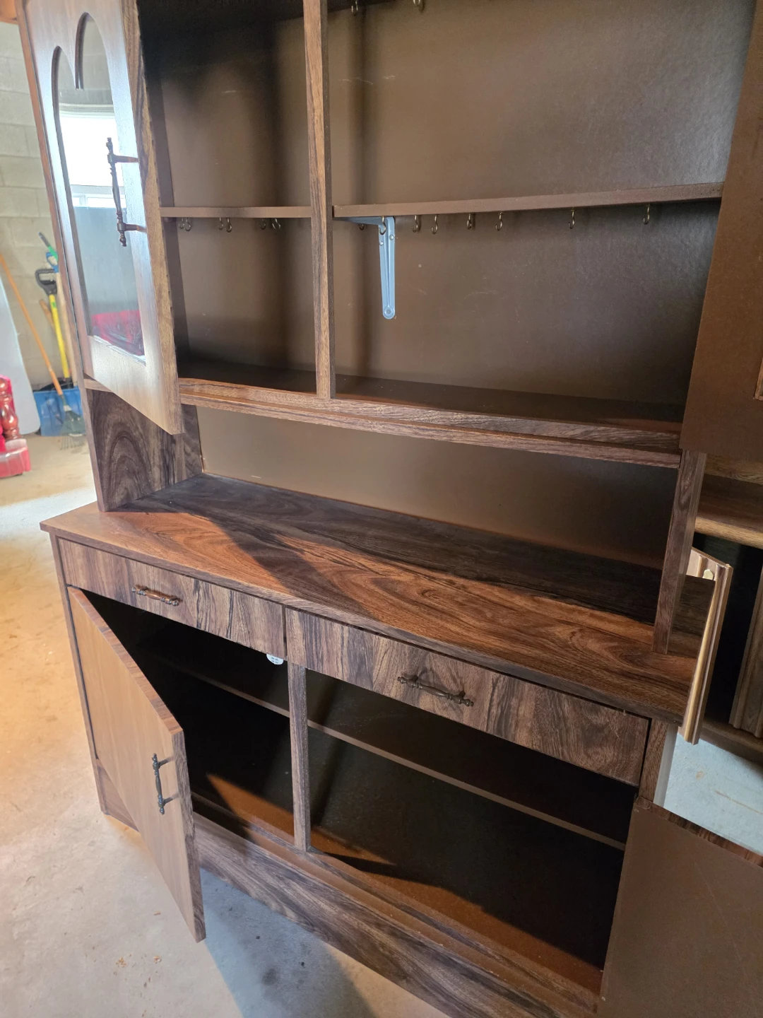 Wood Grain Hutch with Glass Display Doors - photo 4