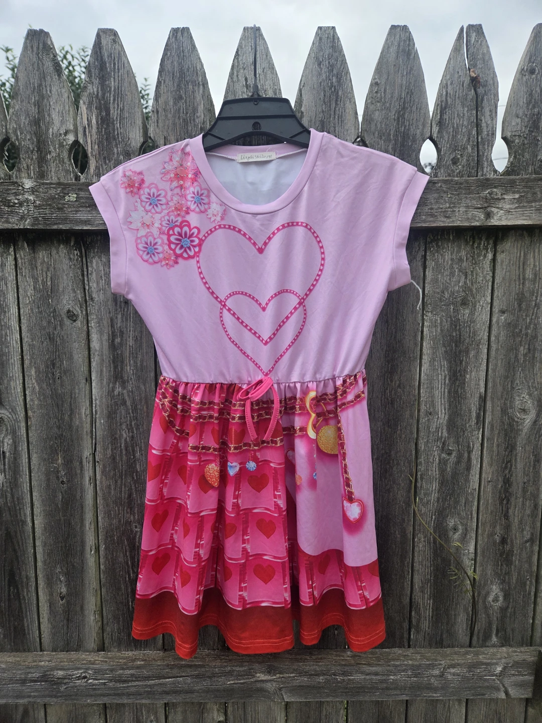 Lingqishizu Pink Heart Print Dress