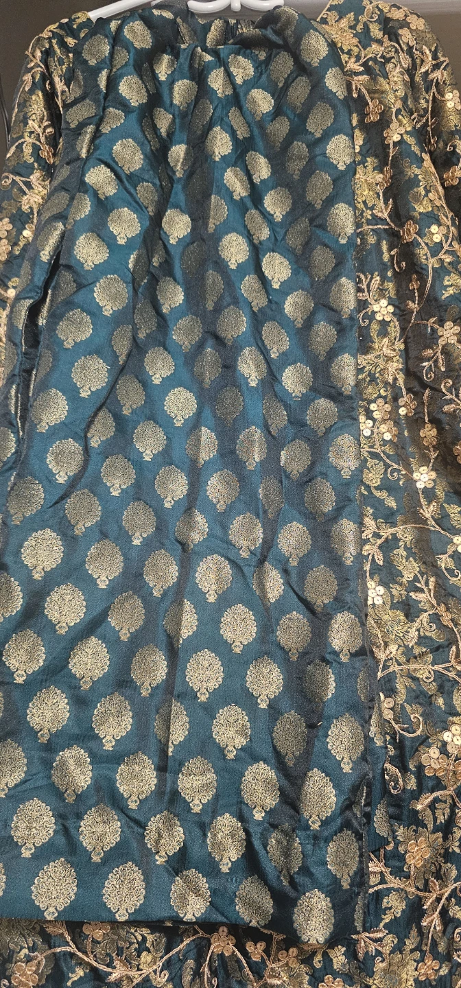 Dark Green party dress 3peace bnarsi Floral Embroidered Kurti - photo 2