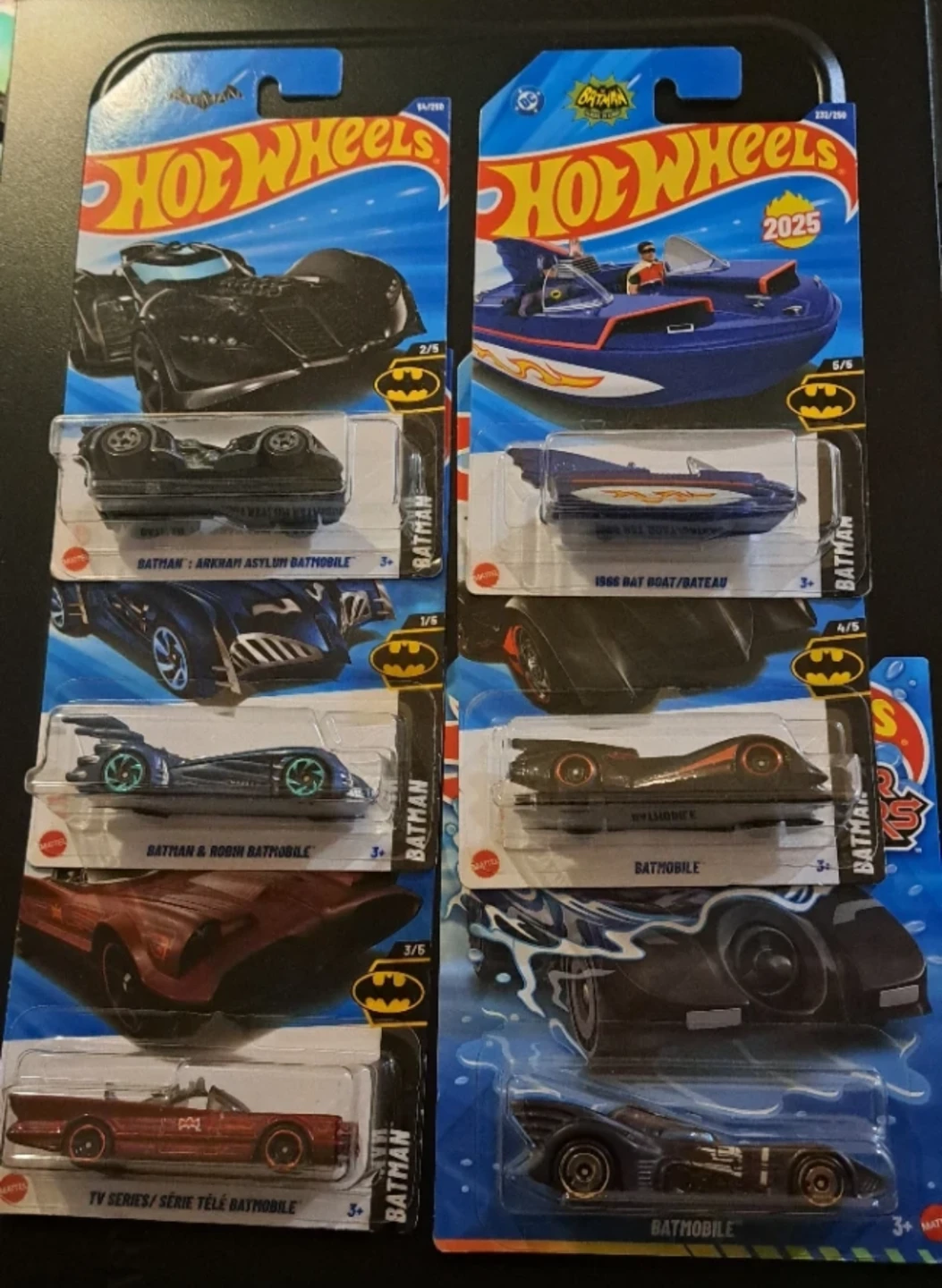 Hot Wheels Batman, Batmobile/boat  Collection, Lot of 6