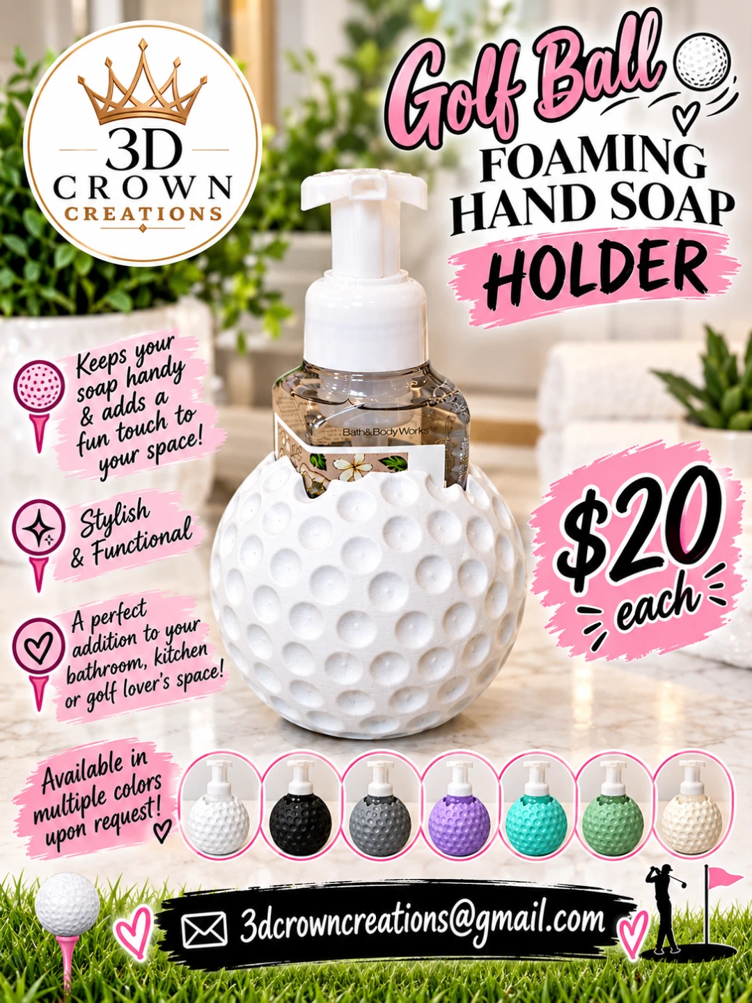 Golf Ball Foaming Hand Soap Holder