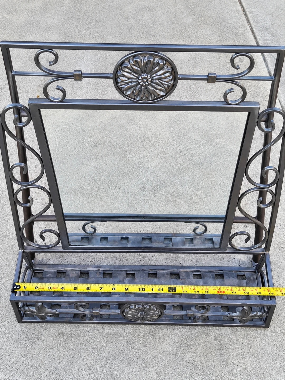 Wrought Iron Decorative Mirror with Storage Shelf - photo 4