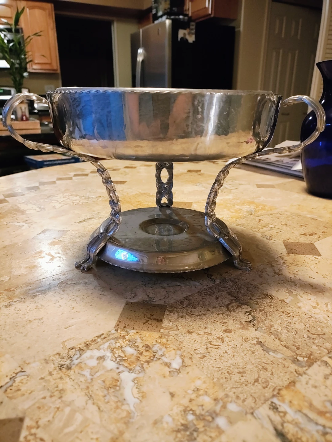 Vintage Hammered Aluminum Food Warmer Chafing Stand NO Dish - photo 5