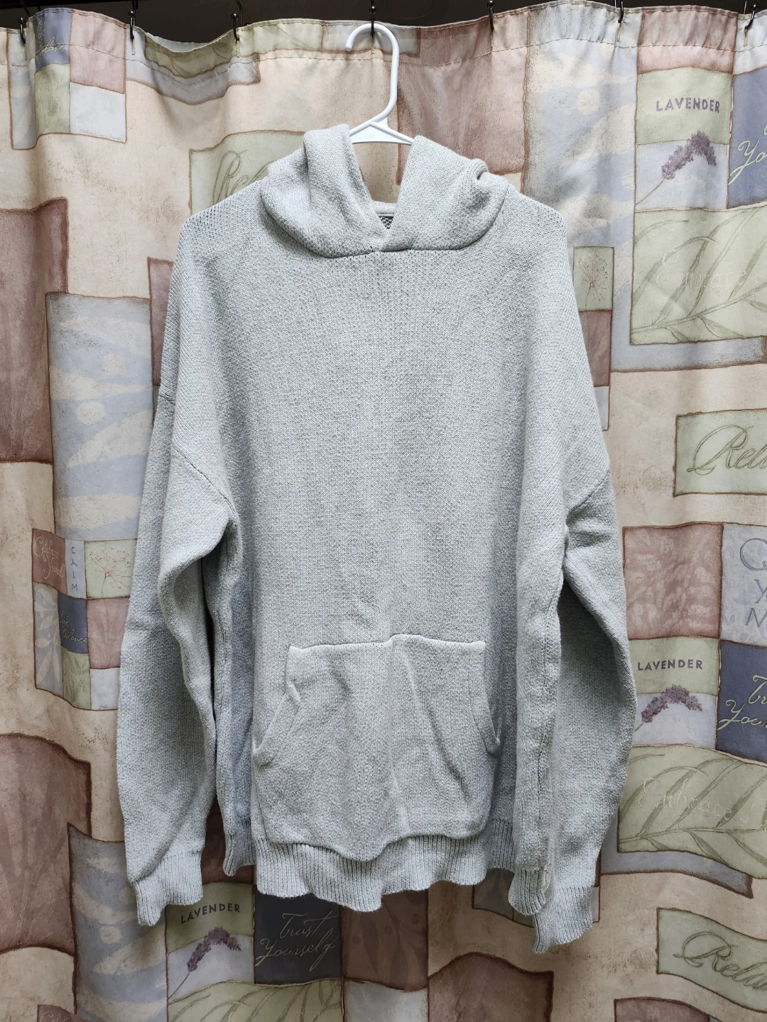 Grey "Happy Vally" Knit Hoodie