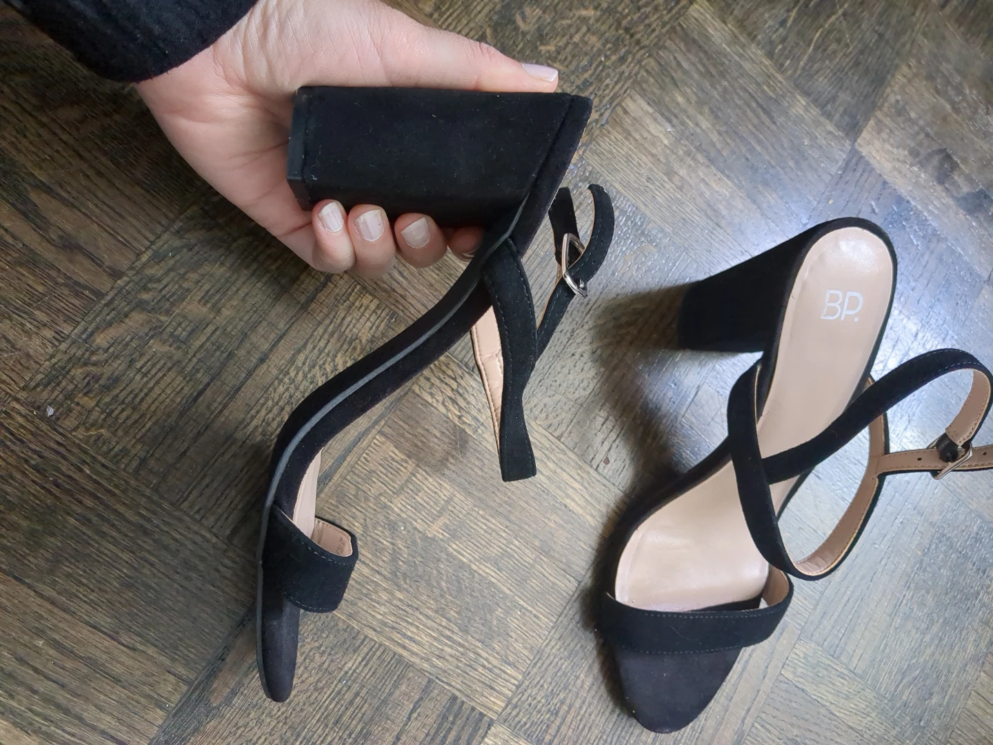 Black Suede Ankle Strap Heels - photo 2
