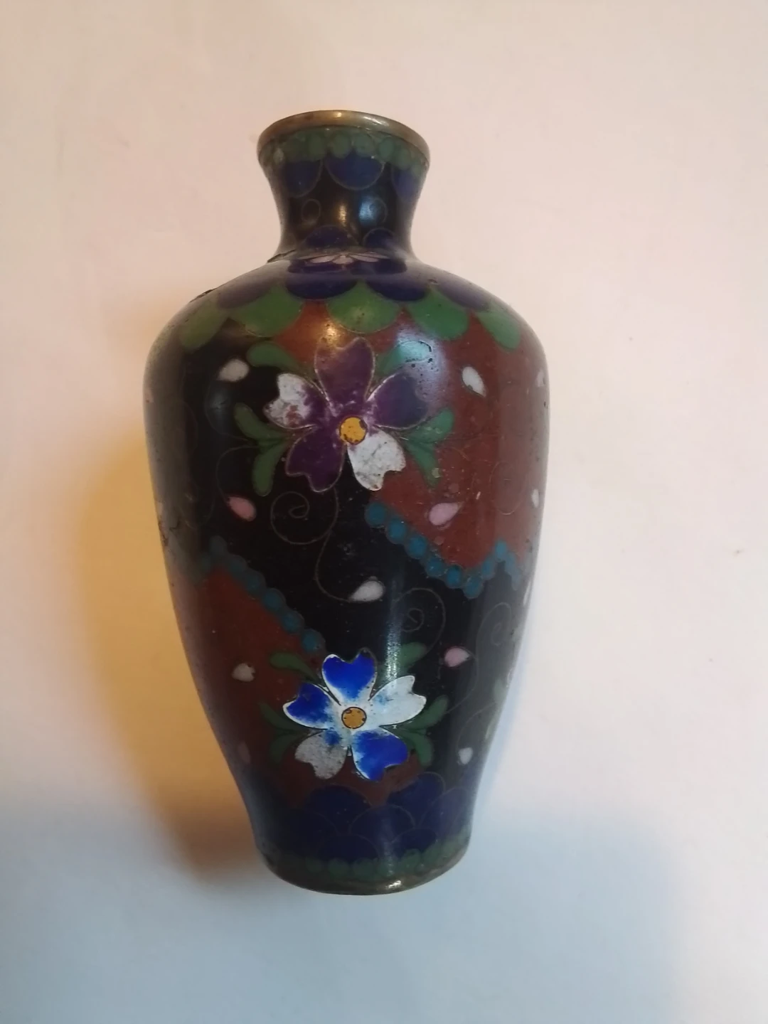 Antique Japanese Meiji Cloisonné 3.5" Miniature Vase