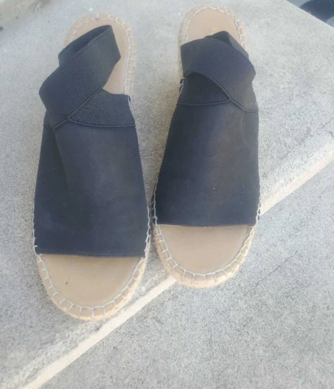 Adrienne Vittadini Black Espadrille Wedges 7.5