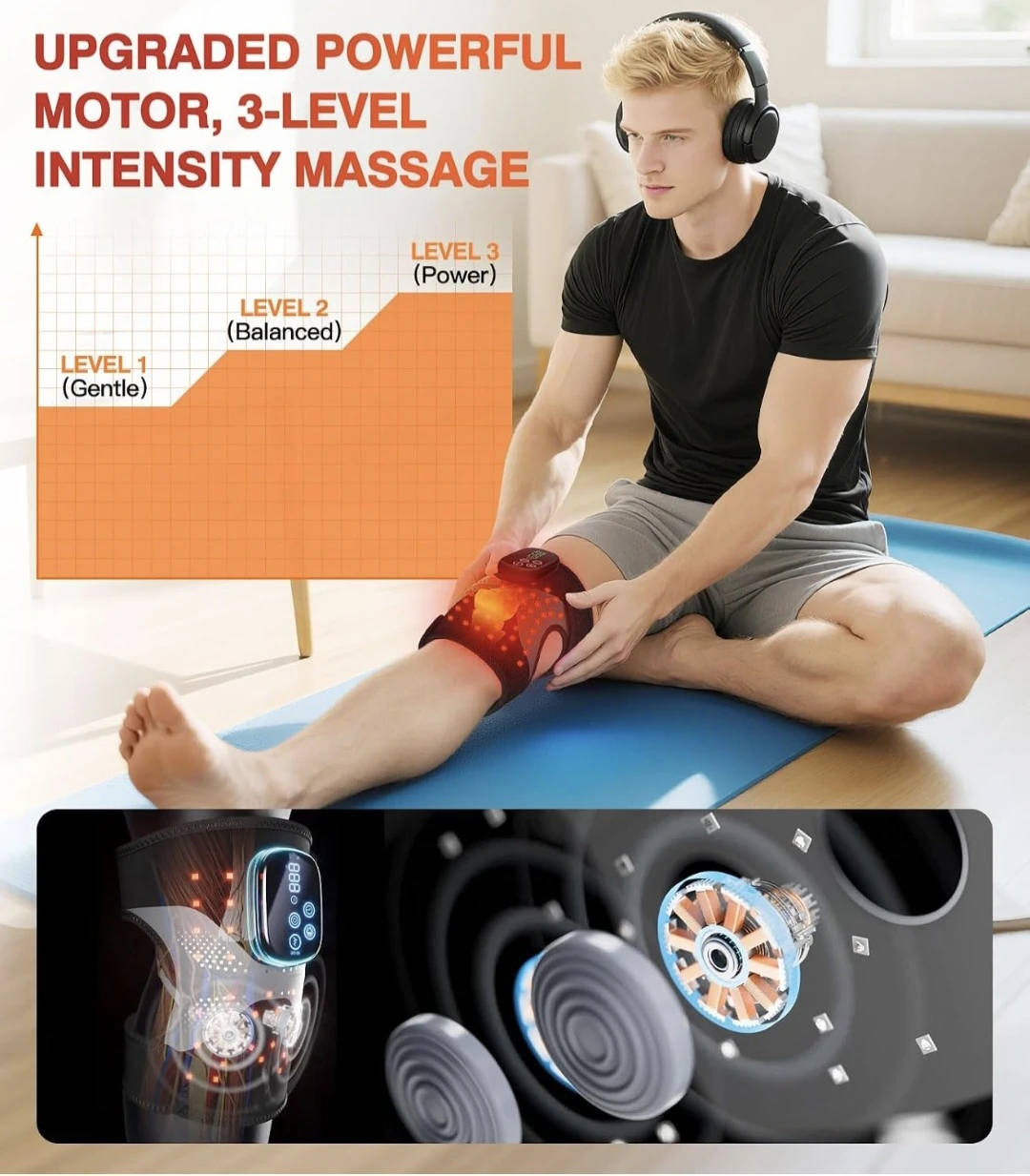 Red Light Therapy Knee Brace with Vibration & Timer - photo 3
