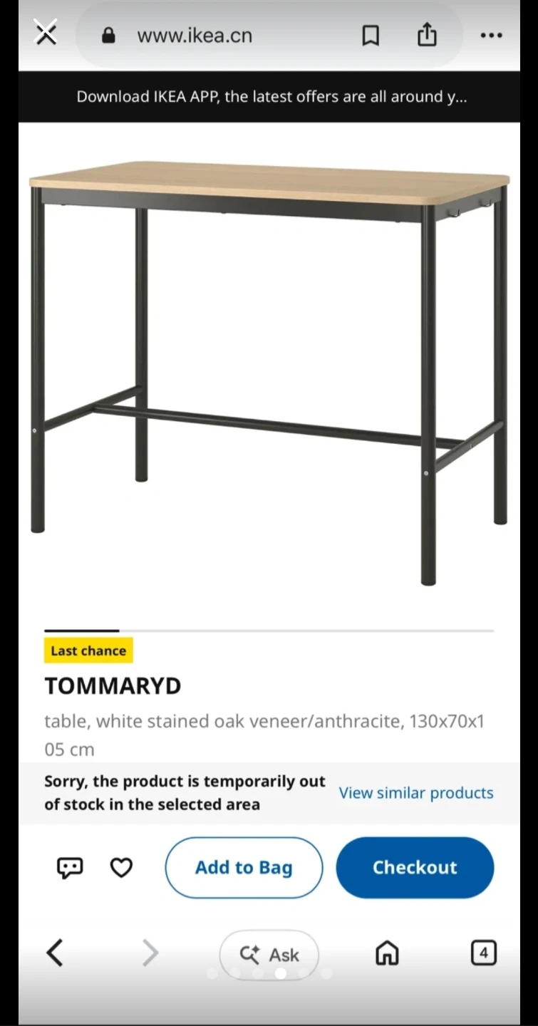IKEA TOMMARYD Bar-Height Table – Natural Wood & Black - photo 4