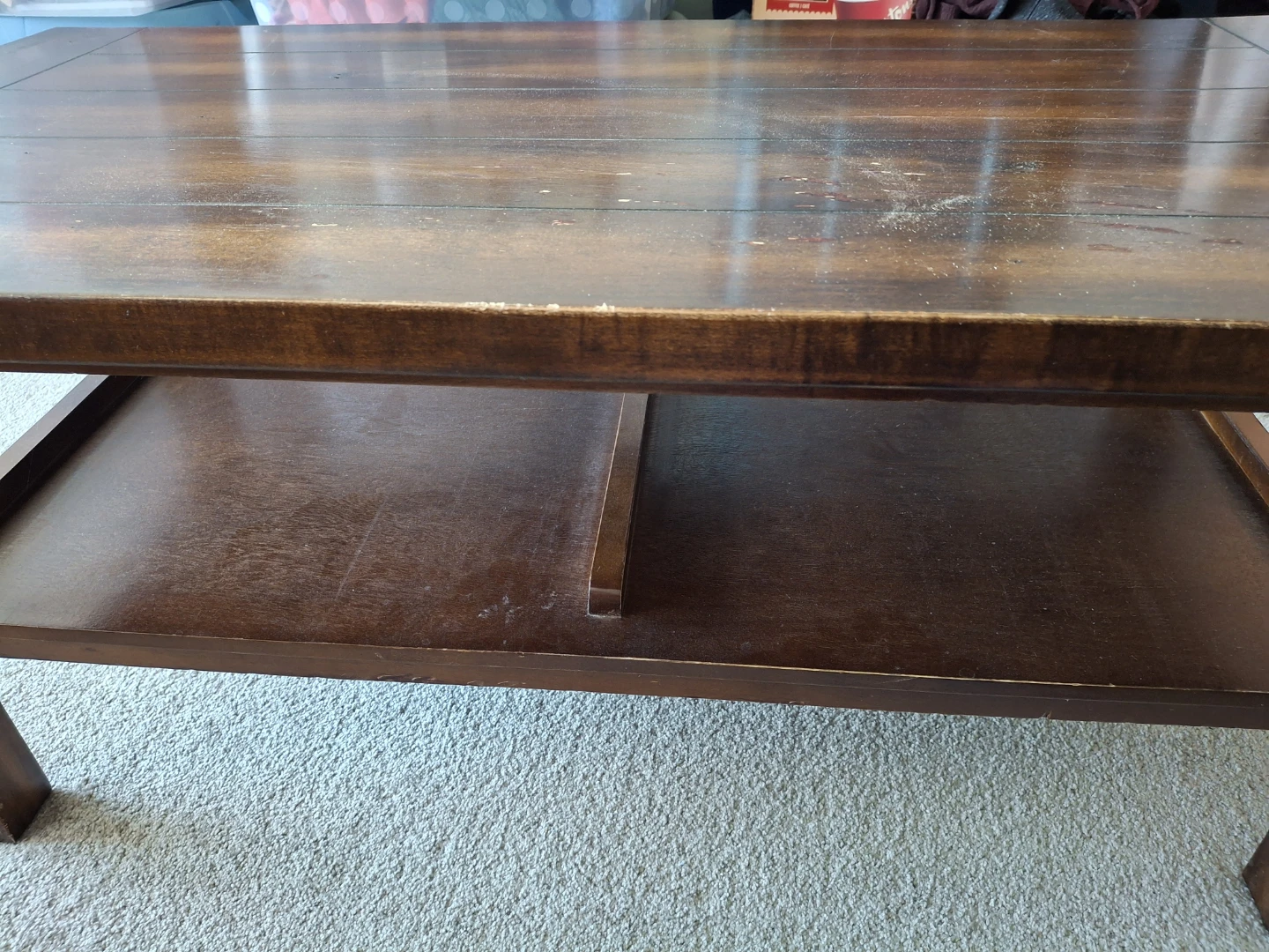 Wooden coffee table with lower shelf - photo 3