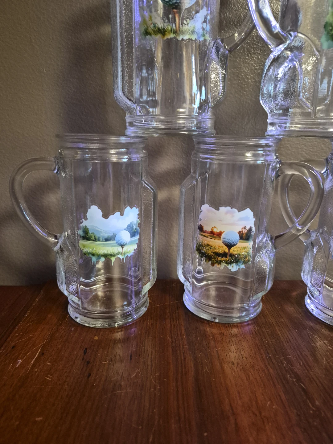 Set of 6 Golf Bag Mugs Steins Clear Glasses - photo 2