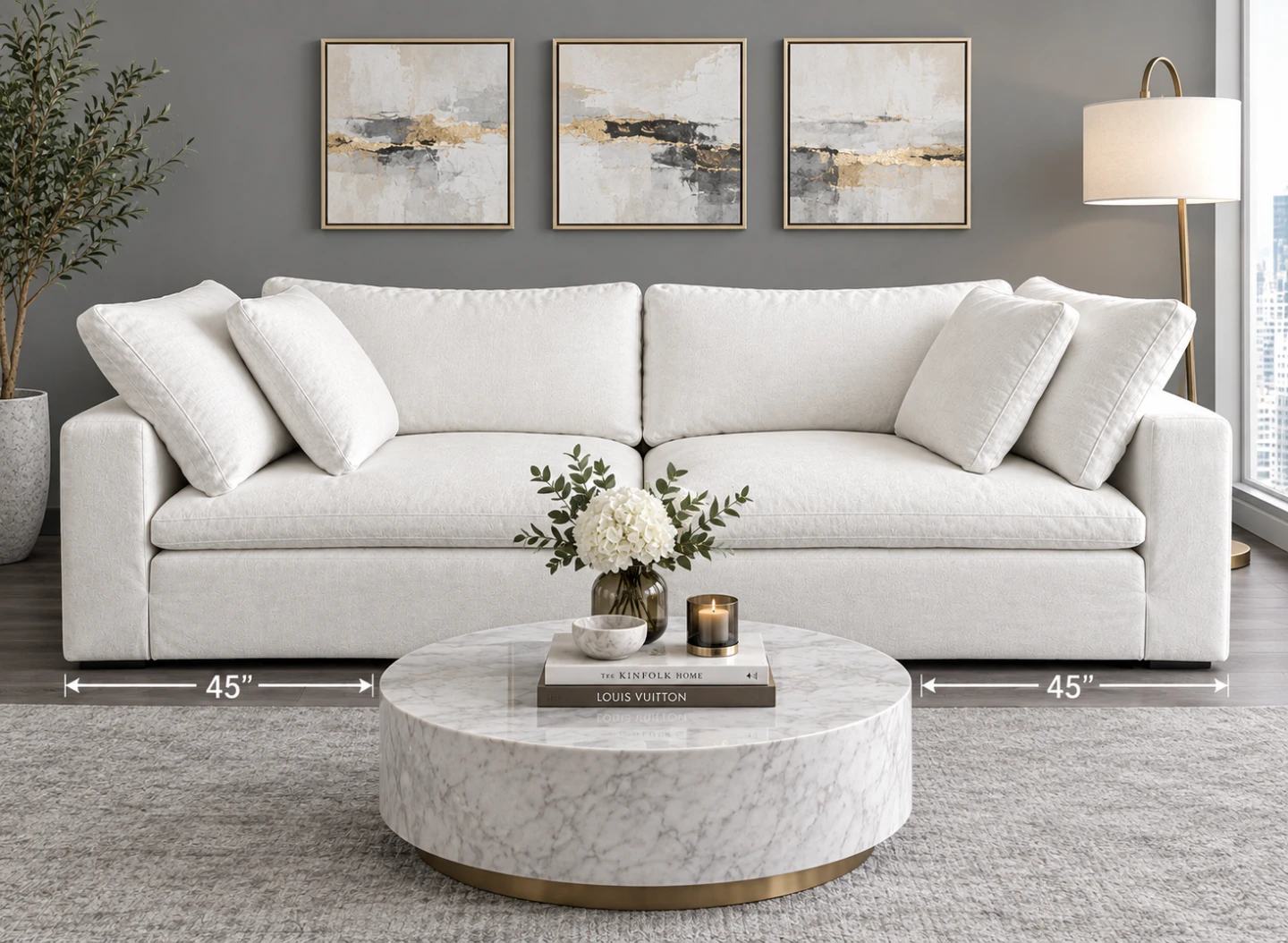 Modern Off-White Fabric Sofa - photo 3