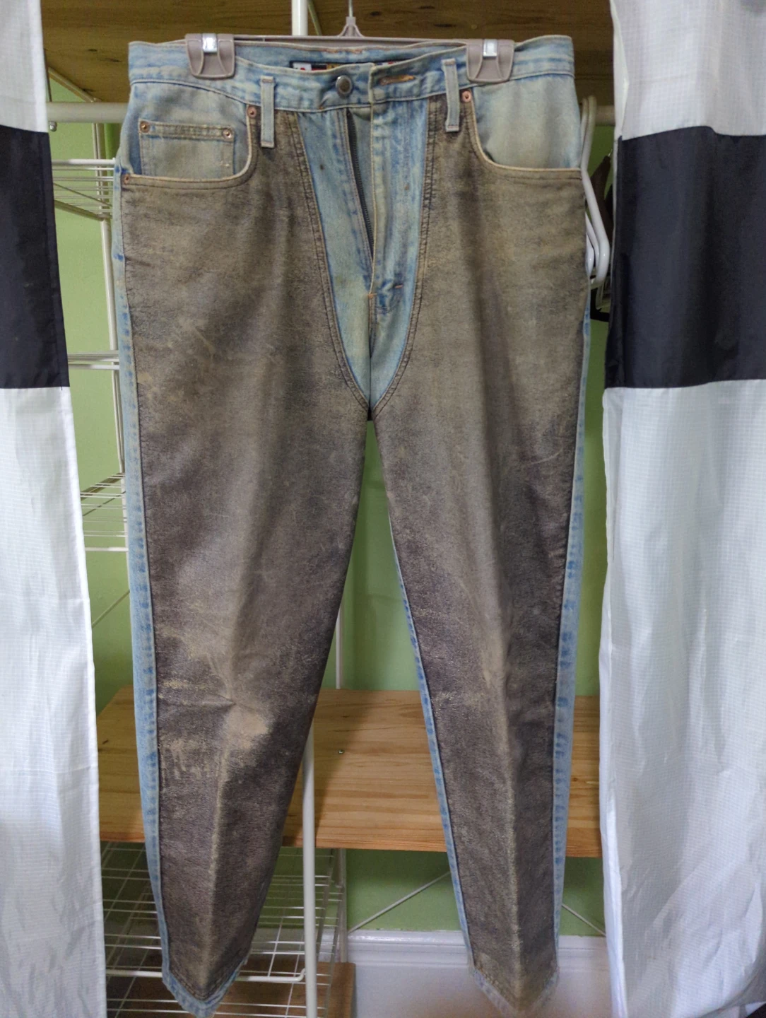 Vintage 1-of-a-kind Ikeda Tokyo Leather and Denim Jeans - photo 2