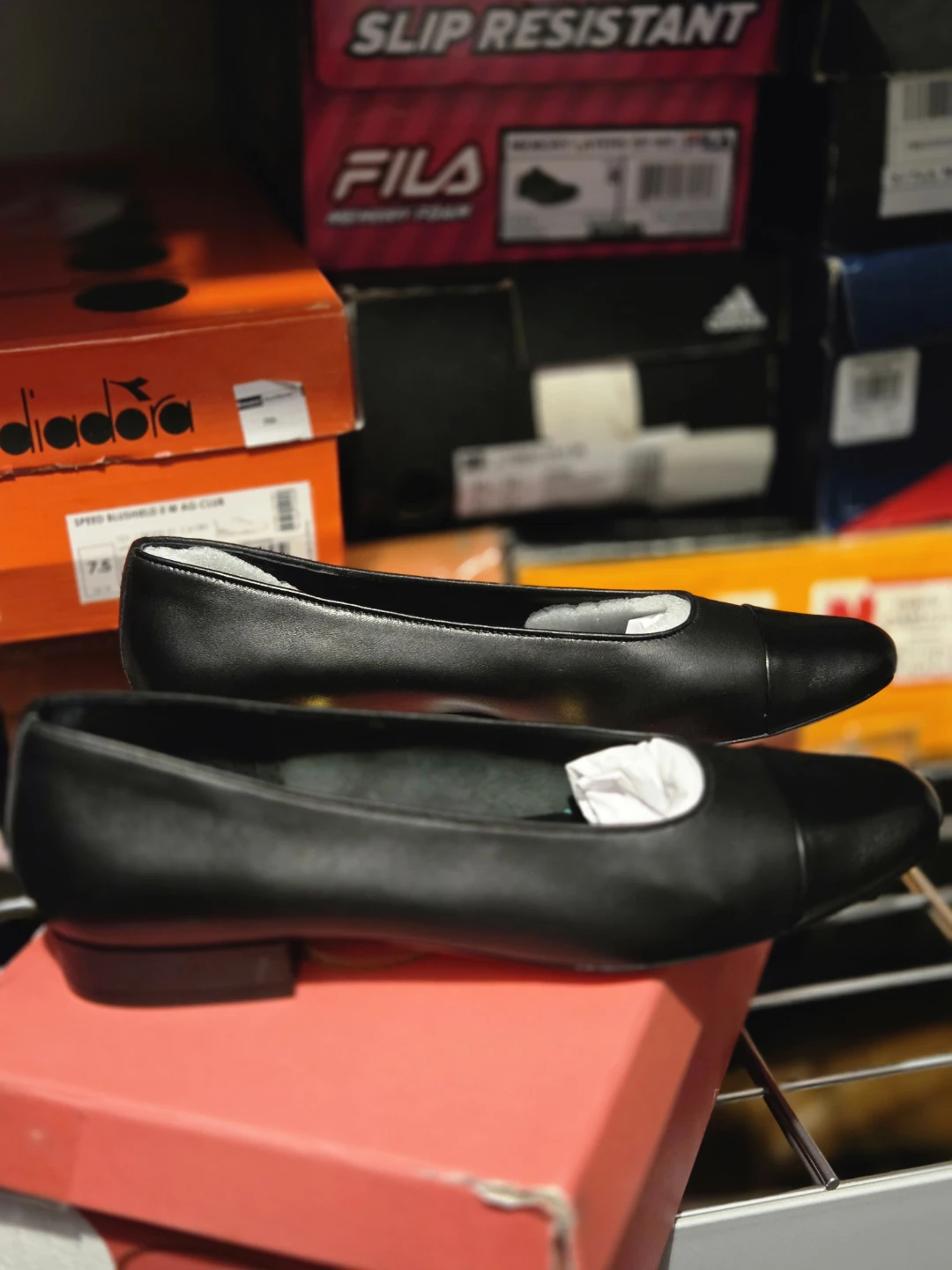 Vaneli Black Leather Flats