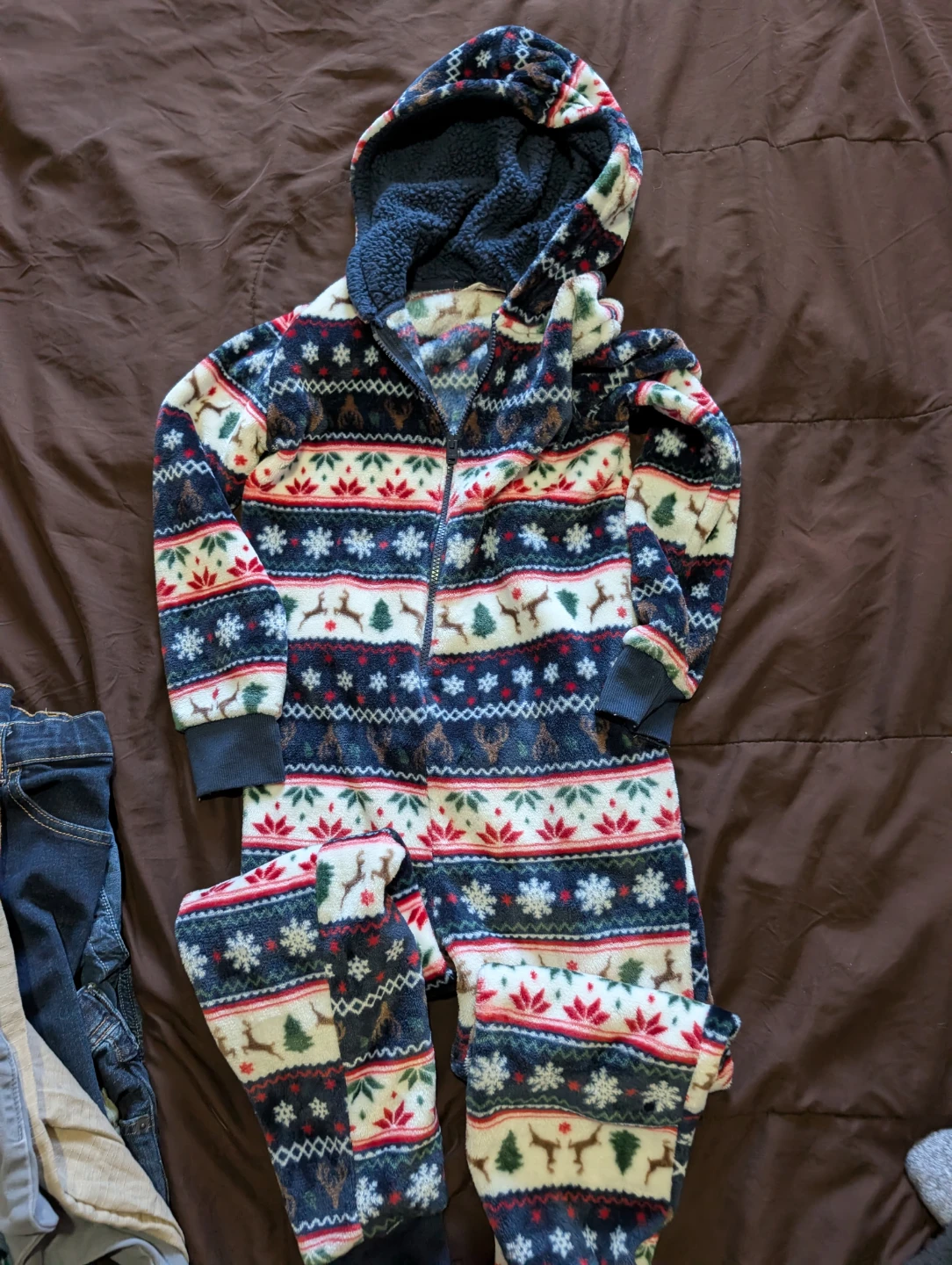 Boy's size 10 - Fleece Hooded One-Piece Pajamas