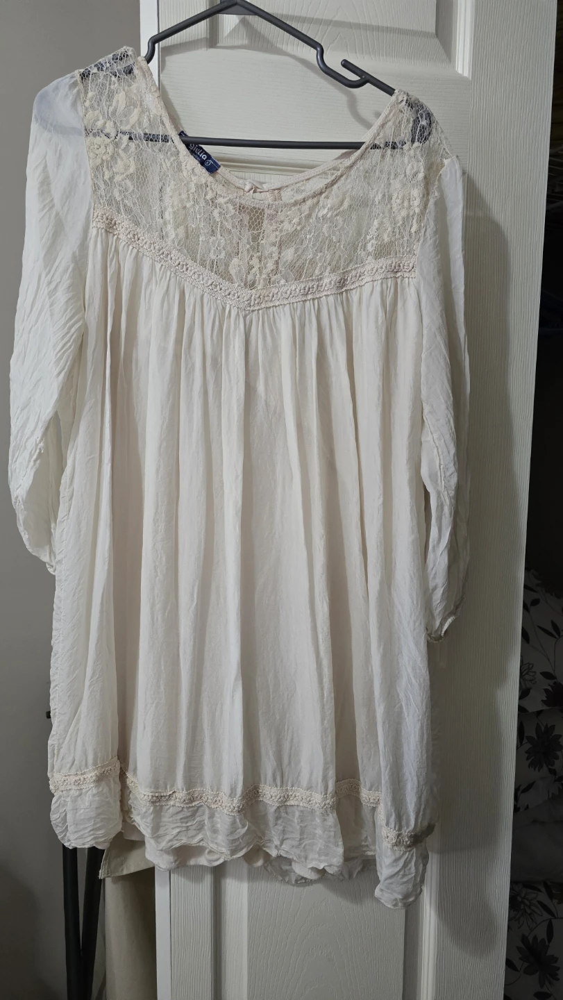 Giulia Cream Lace Detail Tunic - Size medium