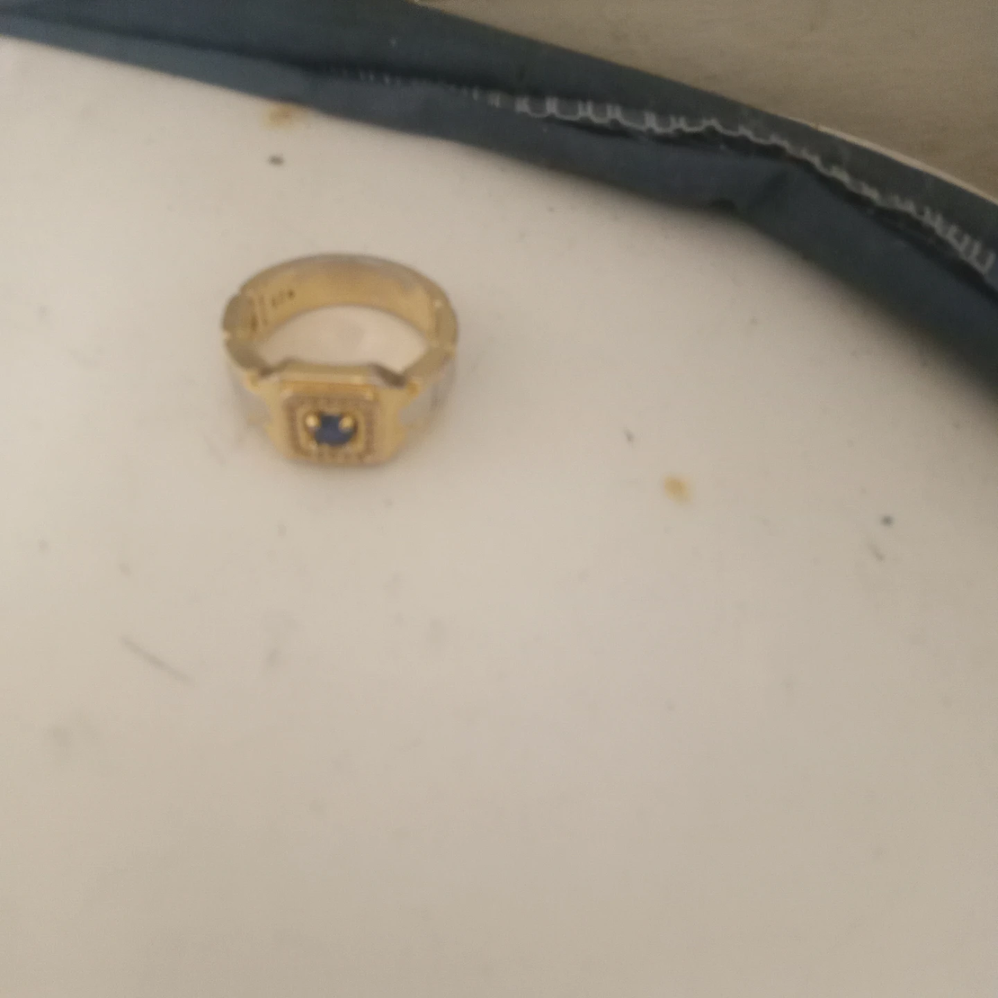 Two-Tone Gold Ring with Blue Gemstone - photo 2