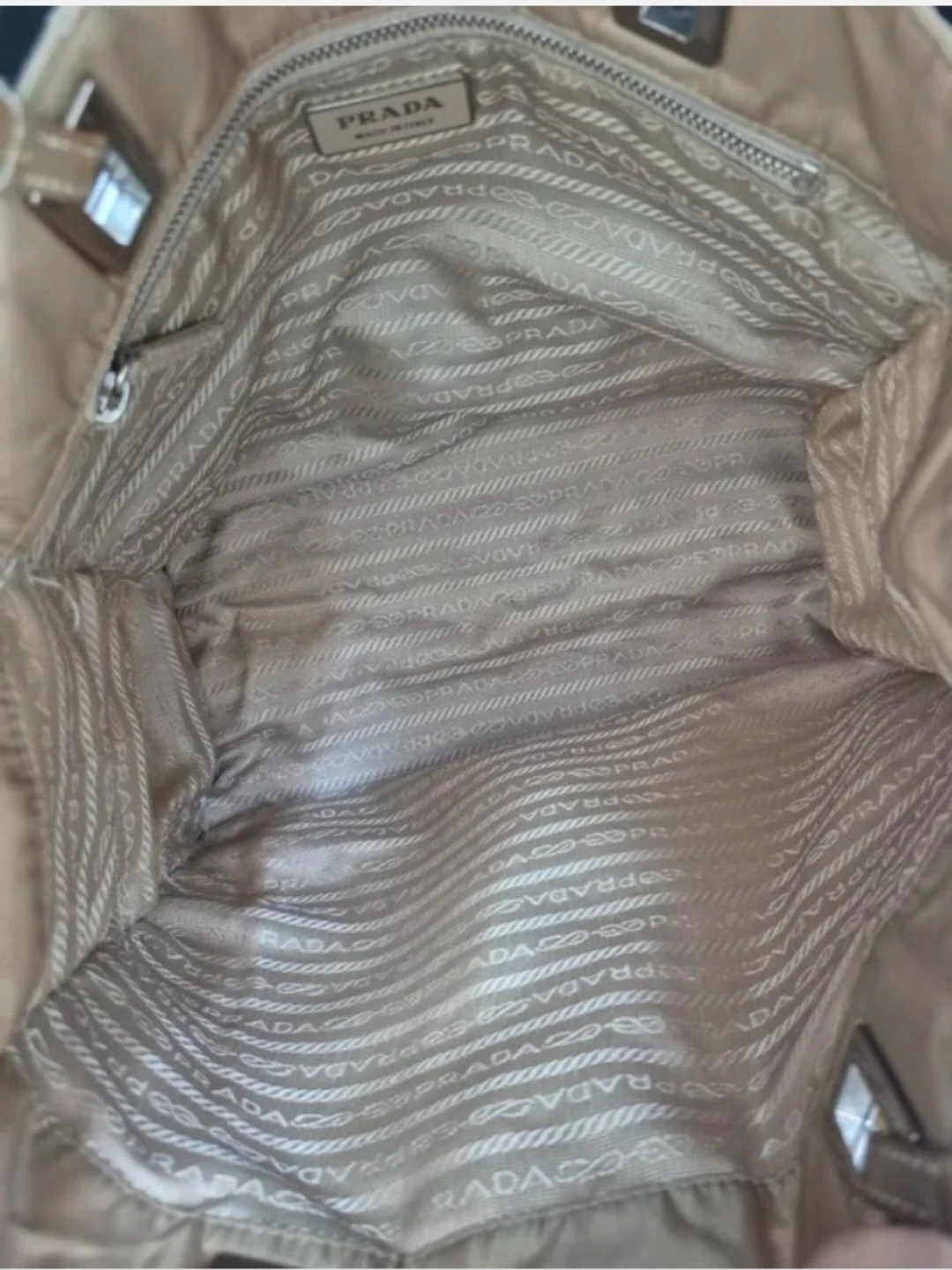 Prada Beige Nylon Leather Strap Tote Bag - photo 4