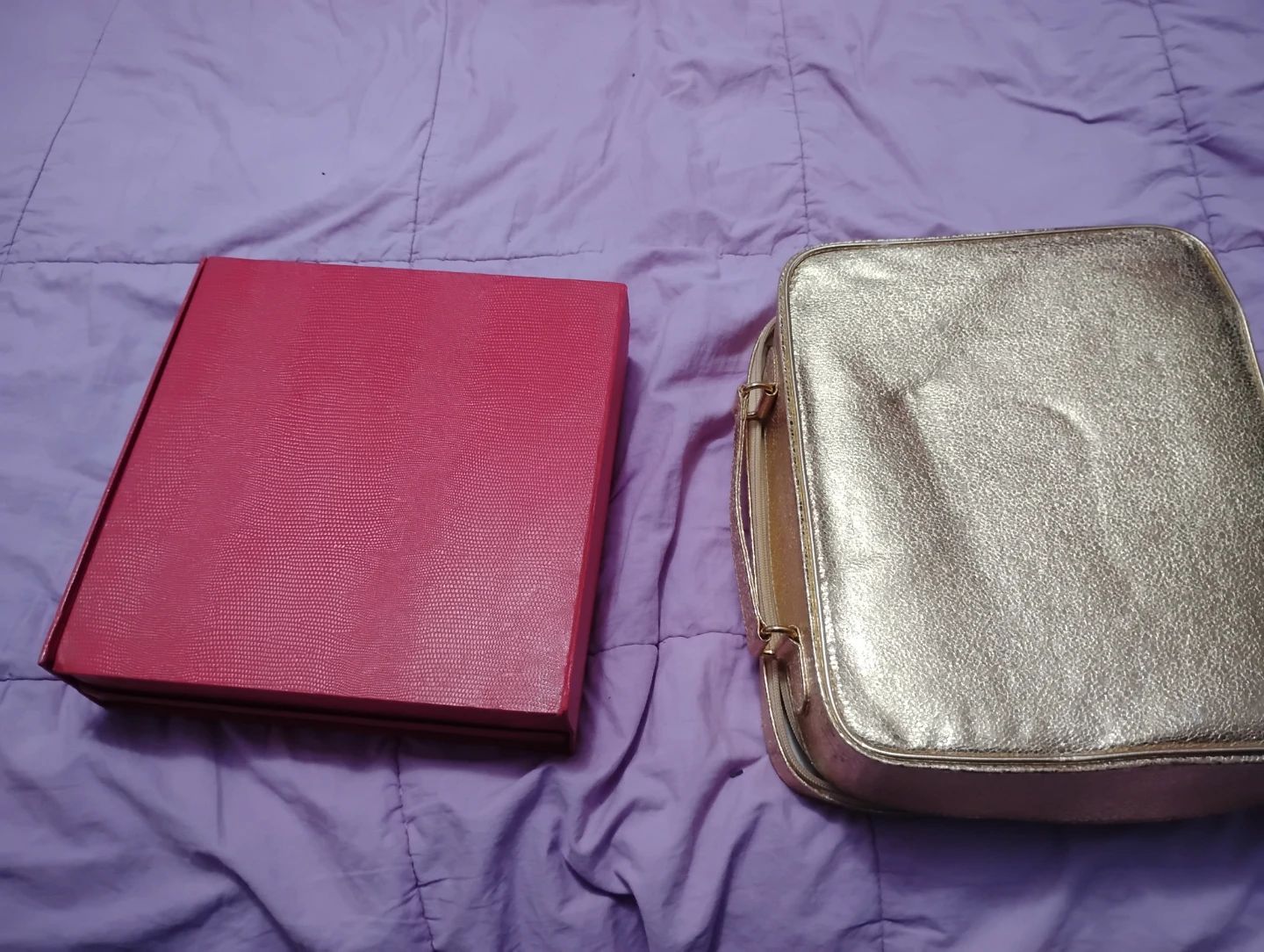 Red Storage Box and Gold Cosmetic Case