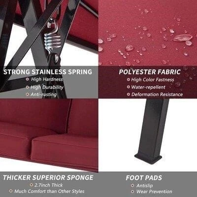 Red Outdoor Patio Porch Swing - photo 3
