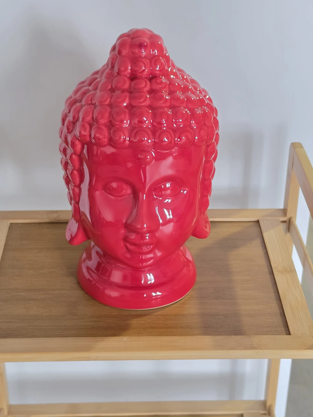 Red Ceramic Buddha Head Statue
