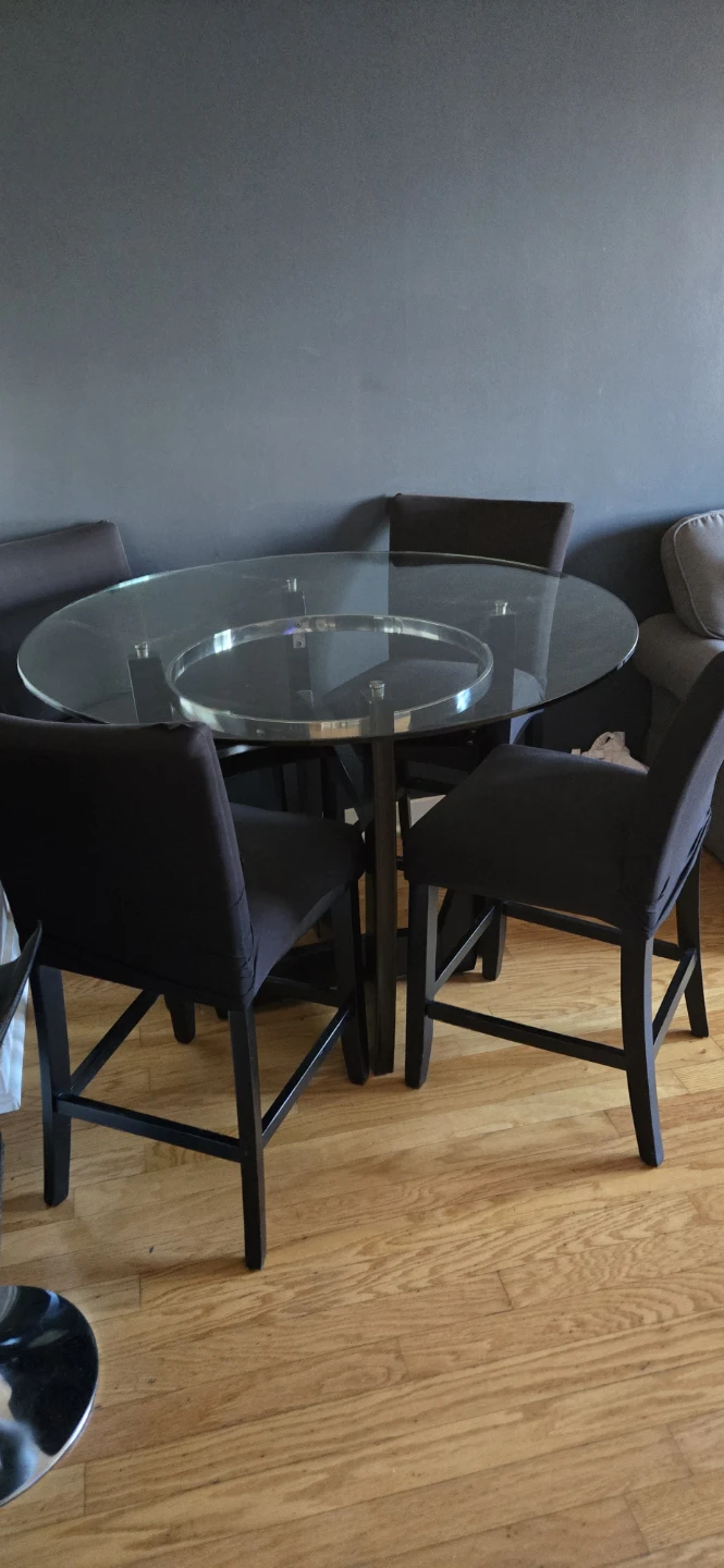 Glass Top Dining Table with 4 Chairs