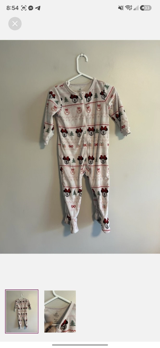 Disney Baby Minnie Mouse Christmas Footed Pajamas