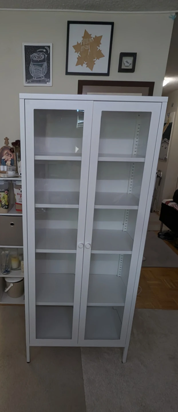 White metal Bookcase with Glass Doors - photo 2