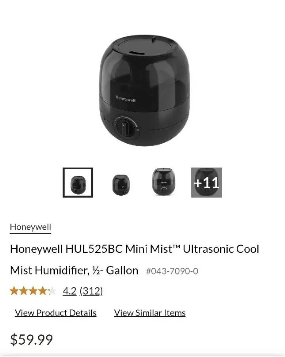 Honeywell HUL525BC Mini Mist Ultrasonic Humidifier - photo 3