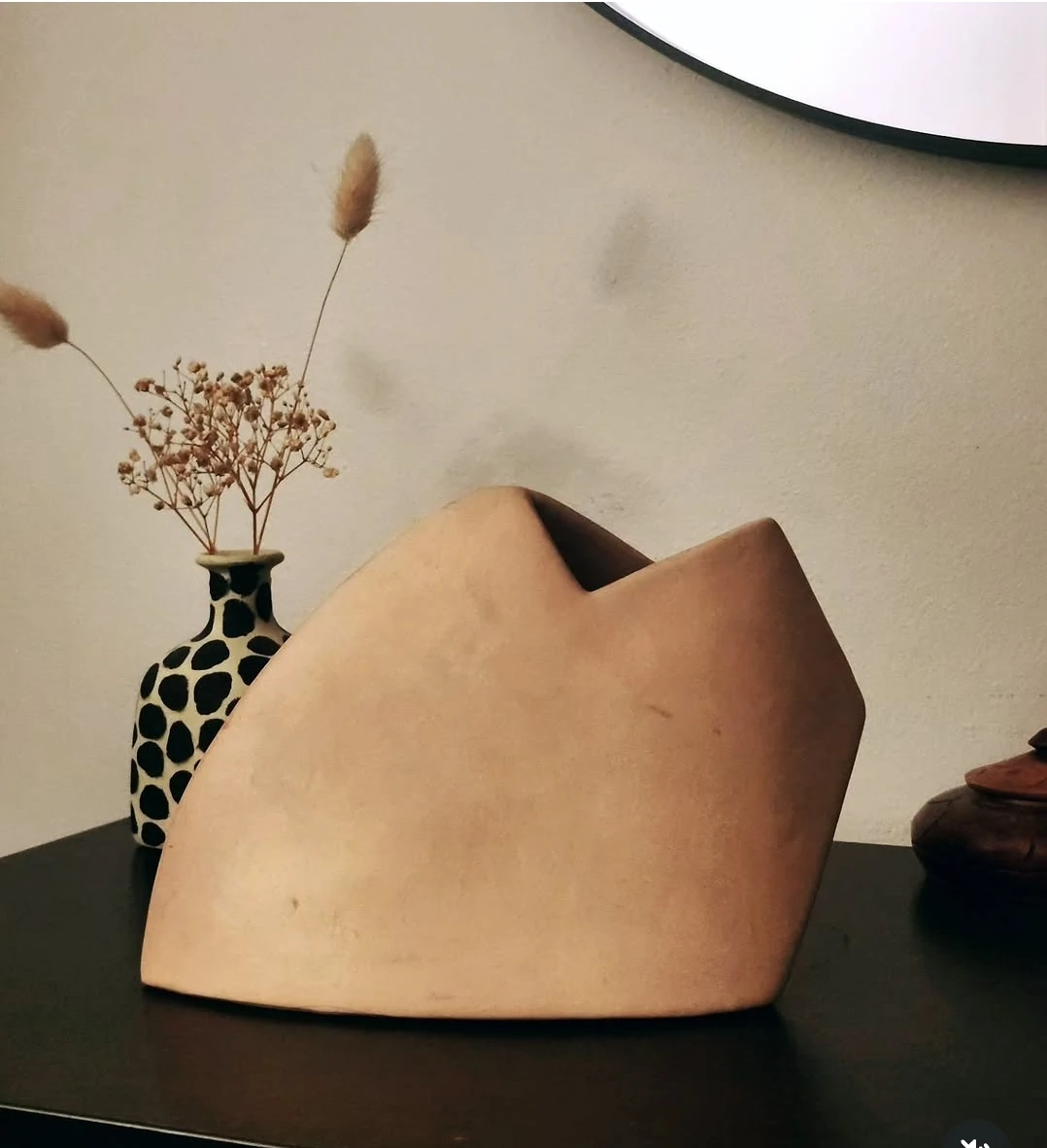 Vintage 1980s Abstract Geometric Ceramic Vase