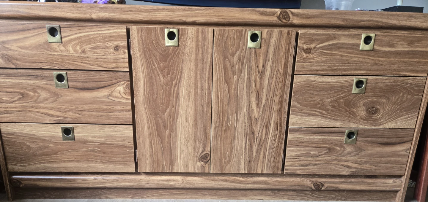 Wood Dresser with Brass Accents