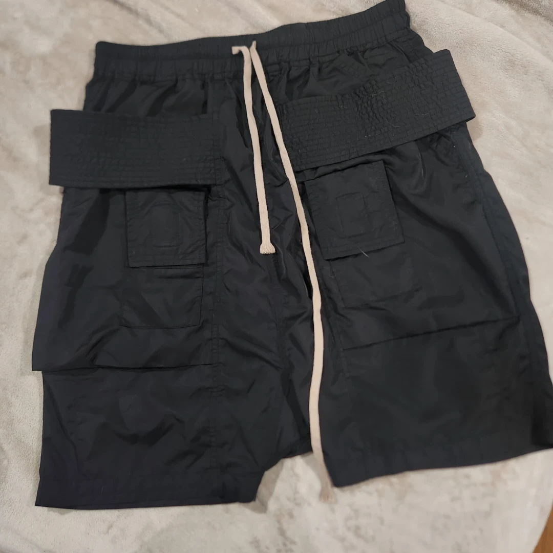 Rick Owens S/S 17 Black Nylon Cargo Shorts size52
