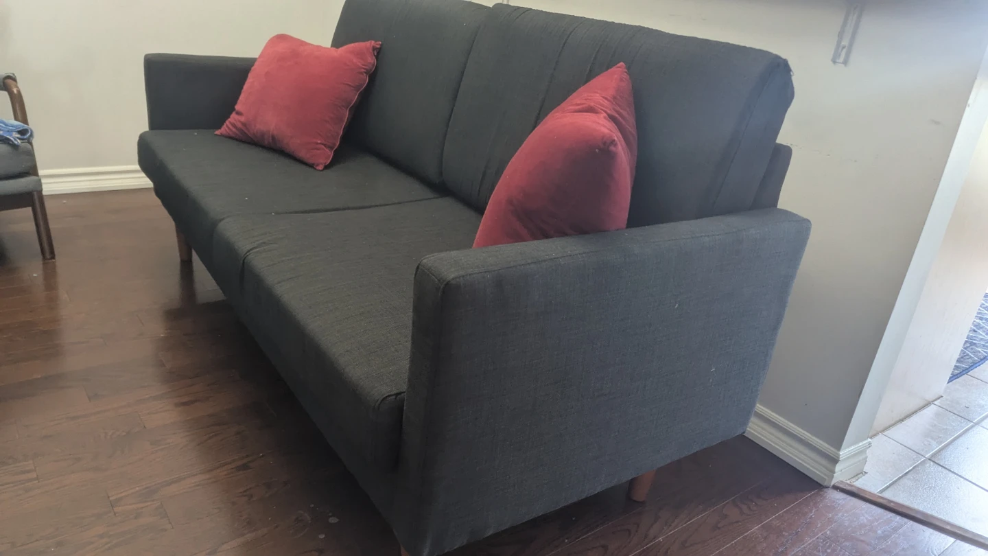 Dark Grey Fabric Sofa and Matching Armchair