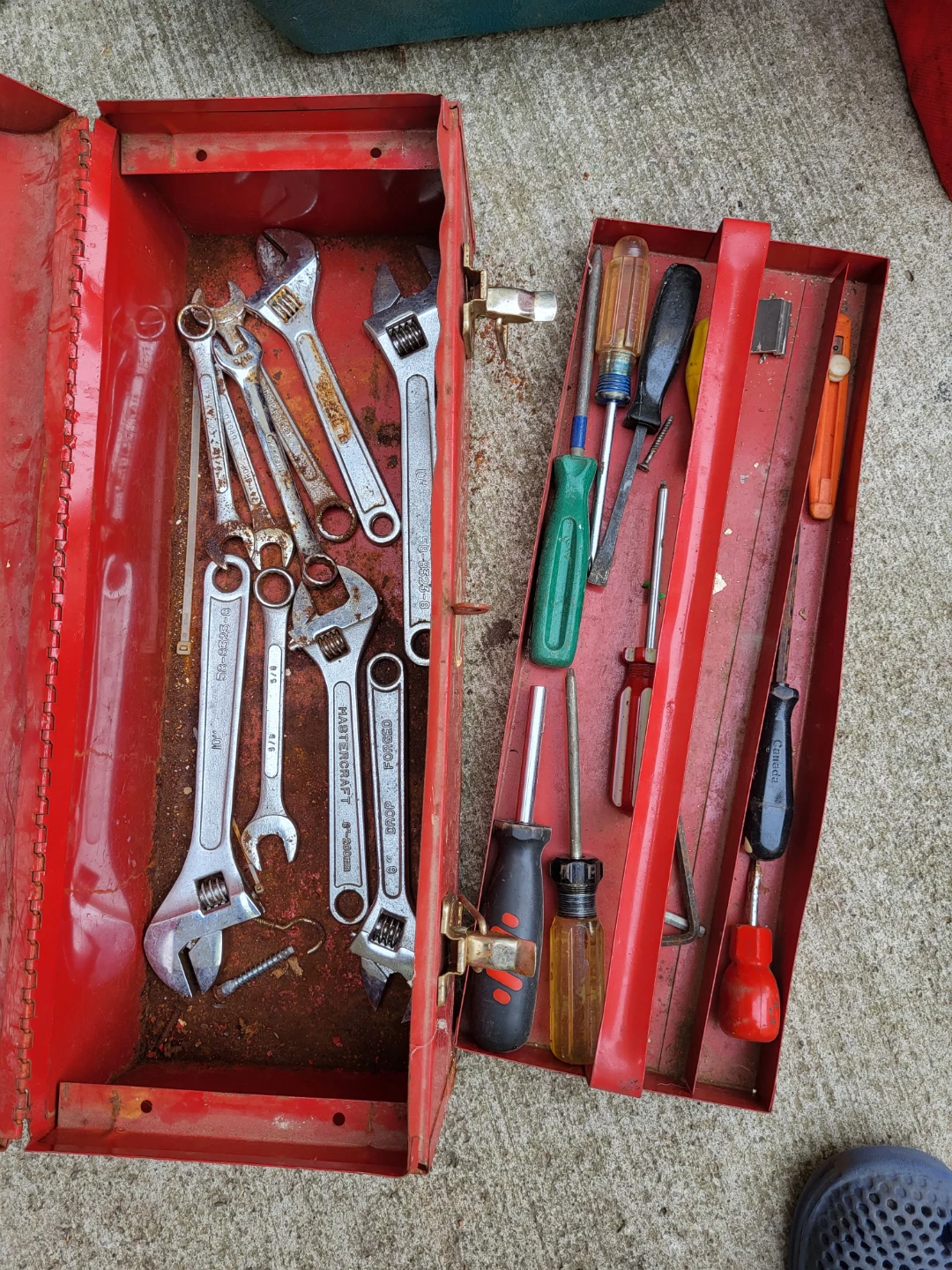 Mastercraft Toolbox with Assorted Wrenches and Screwdrivers