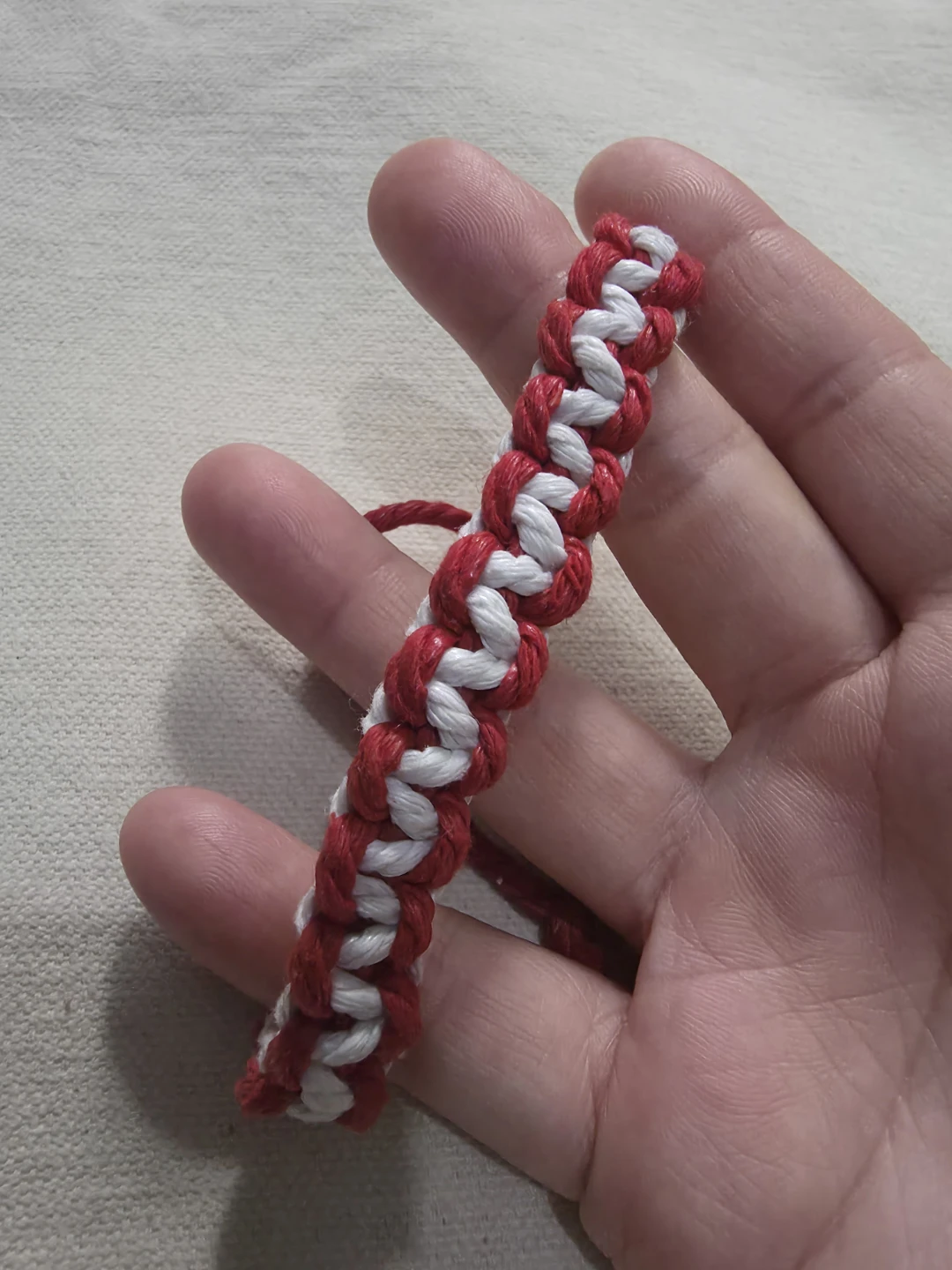 Handwoven Red and White Cord Bracelet 🏈