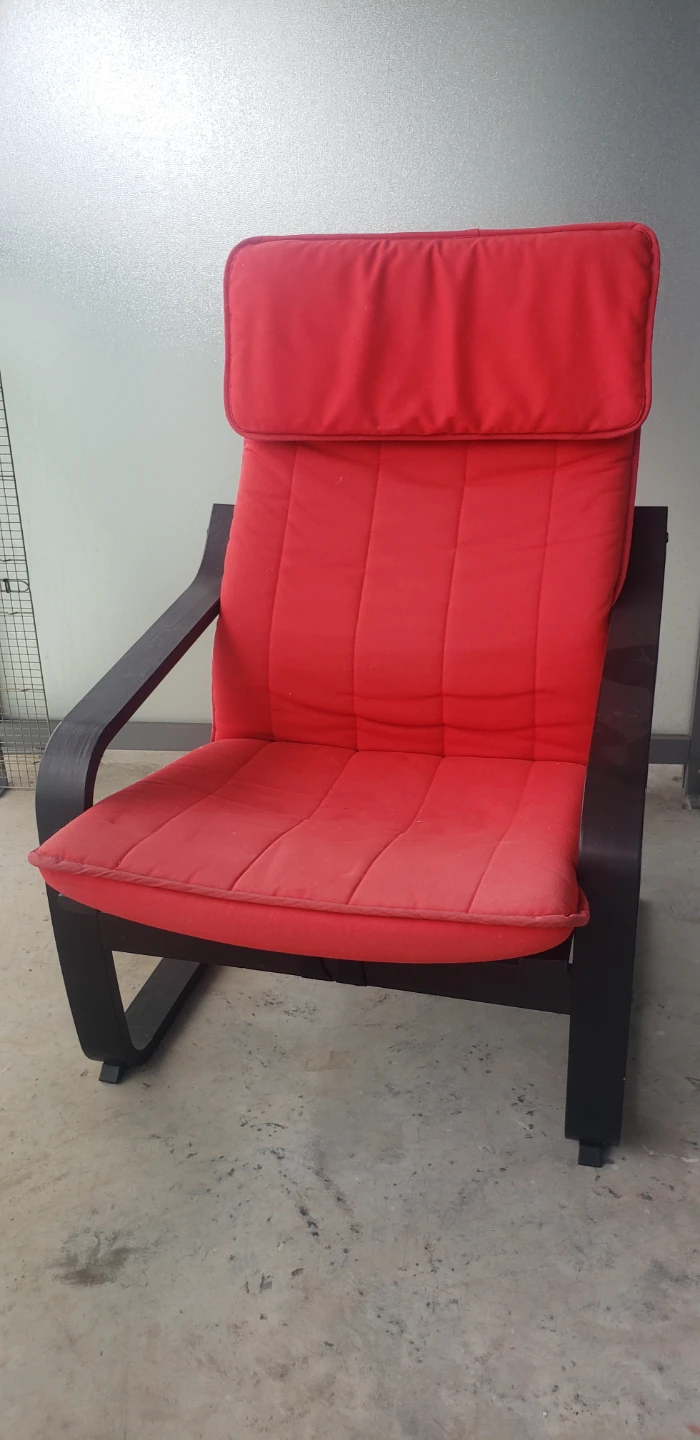 IKEA Poang Armchair with Red Cushion