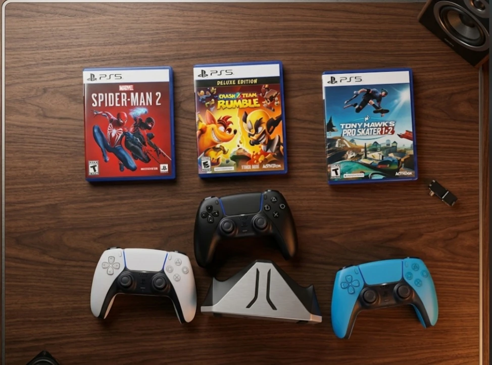 PlayStation 5 Console with 3 Games and 3 Controllers - photo 2