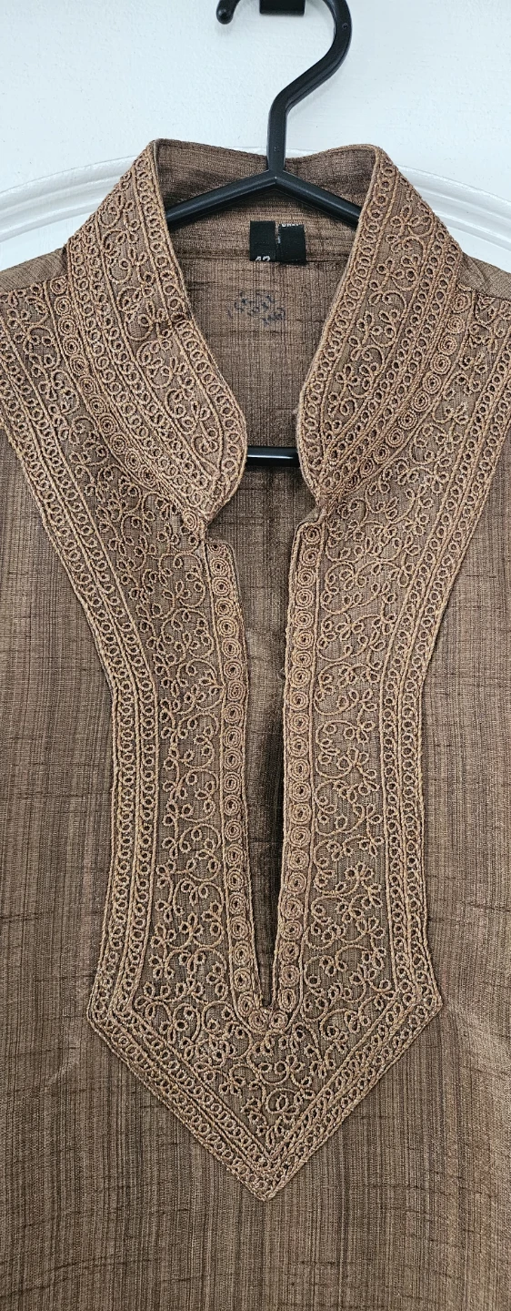Brown Embroidered Kurta - Size 42