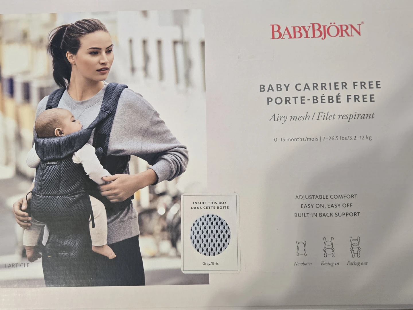 BABYBJÖRN Baby Carrier Free Airy Mesh Gray