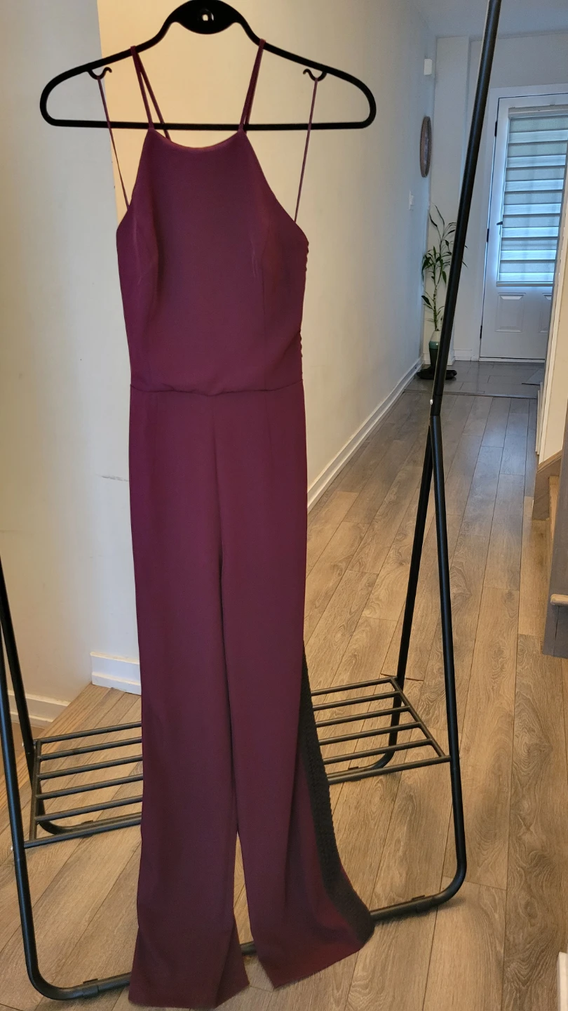 Beautiful burgundy/merlot-colored wide-leg jumpsuit - photo 2
