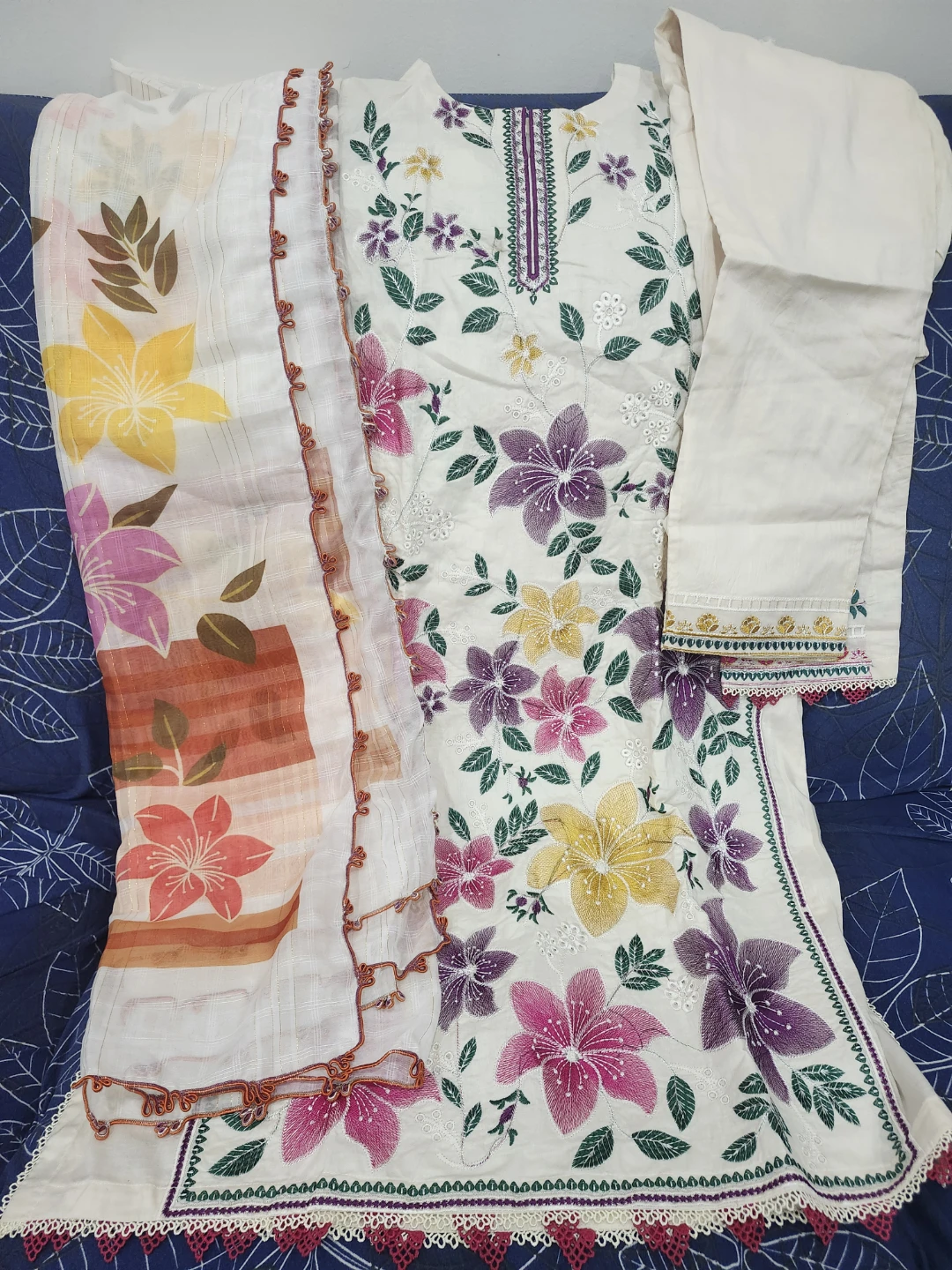 Floral Embroidered Three-Piece Salwar Kameez
