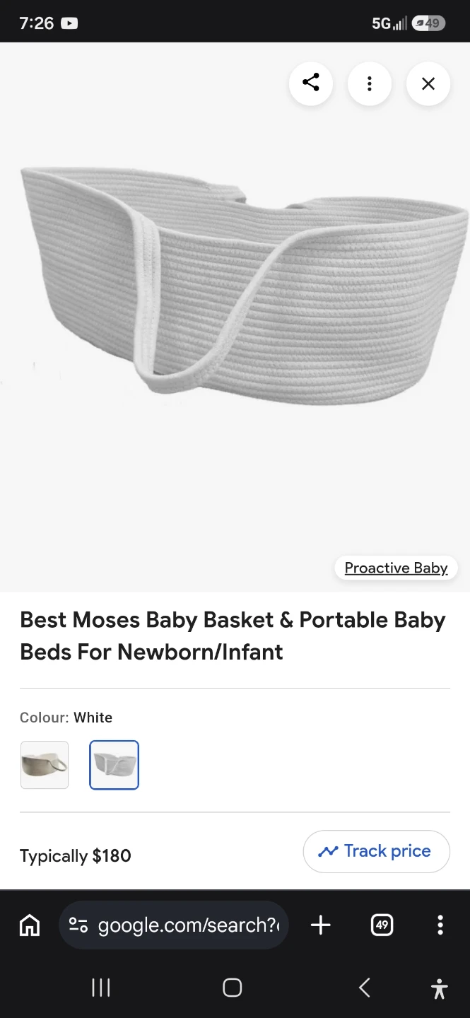 Proactive Baby White Moses Basket