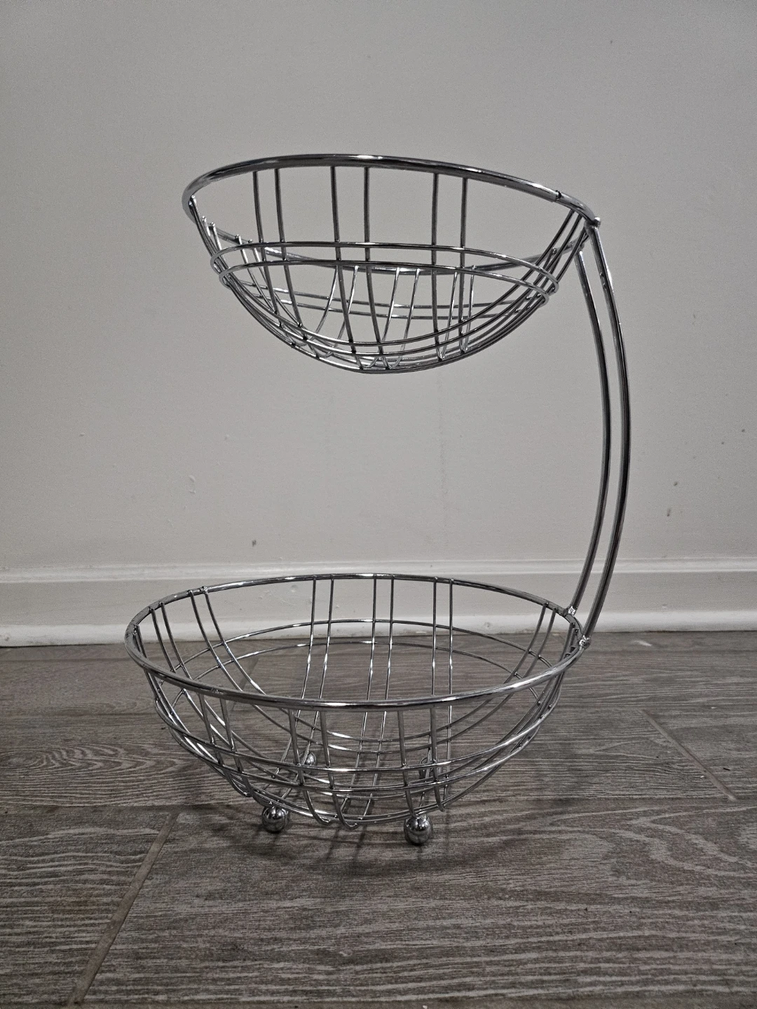 Two-Tier Chrome Wire Fruit Basket