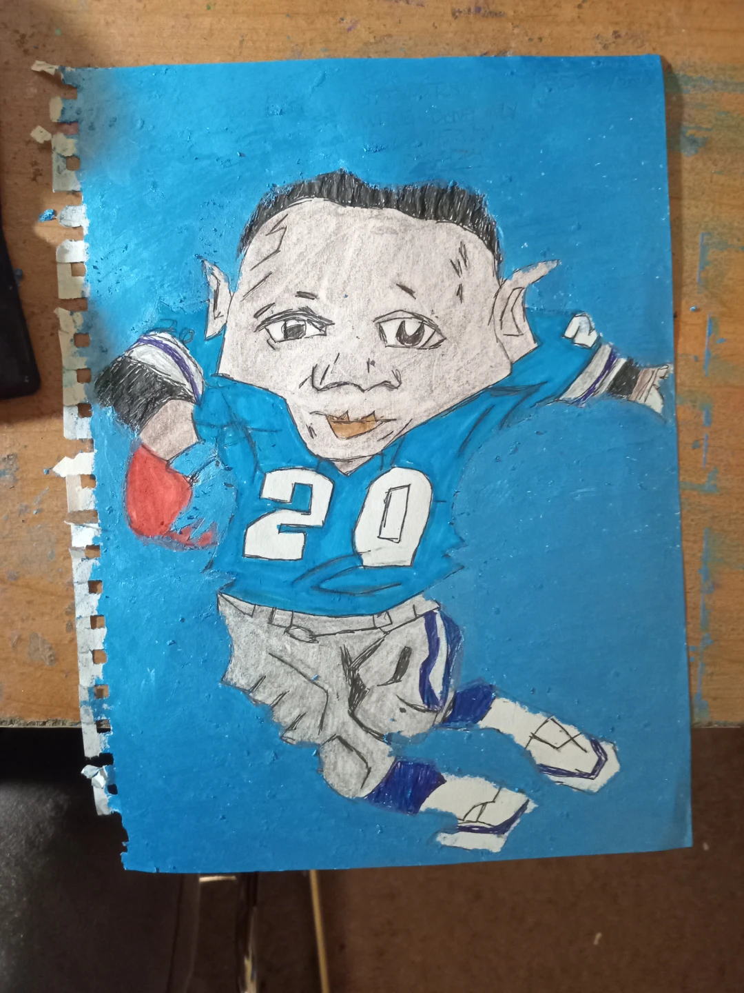 BARRY SANDERS UPDATED DRAWING BY CUSTOM ARTIST